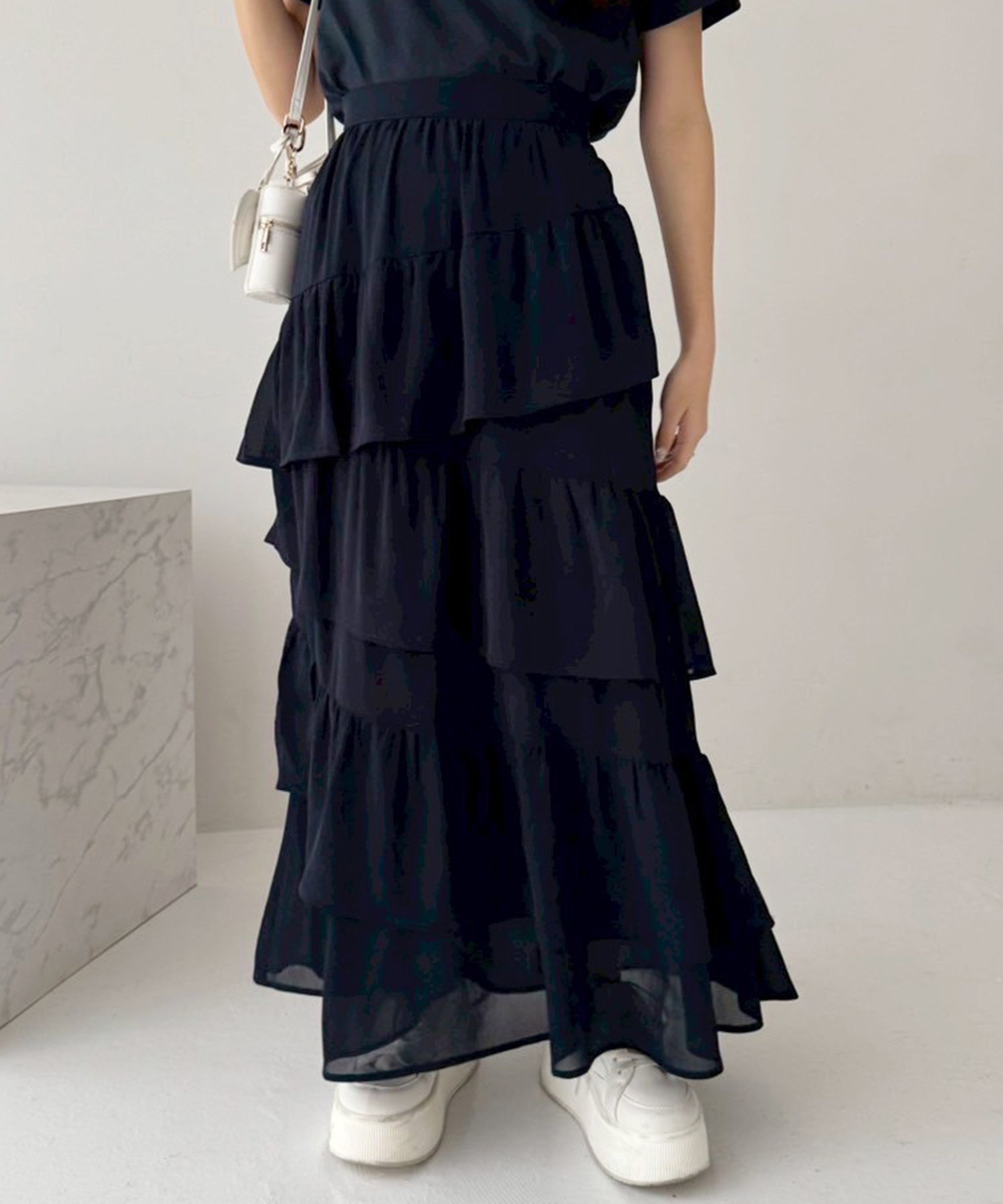 【ナイスクラップ/NICE CLAUP】のフリルティアードスカート インテリア・キッズ・メンズ・レディースファッション・服の通販 founy(ファニー) 　ファッション　Fashion　レディースファッション　WOMEN　スカート　Skirt　ティアードスカート　Tiered Skirts　おすすめ　Recommend　シンプル　Simple　スウェット　Sweat　ティアード　Tiered　ティアードスカート　Tiered Skirt　フリル　Frills　夏　Summer　ネイビー|ID: prp329100004533686 ipo3291000000032043296
