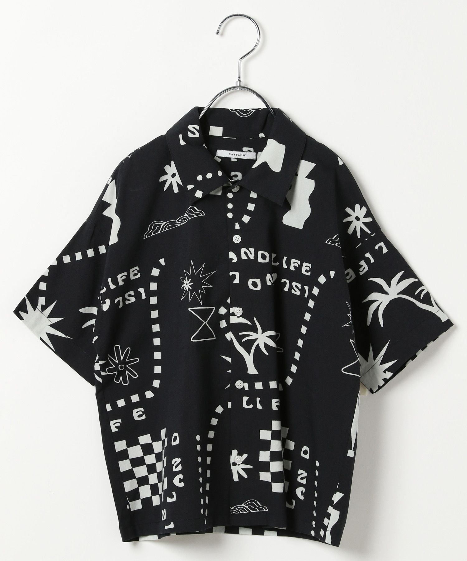 【ベイフロー/BAYFLOW / KIDS】のセットアップで着用可能 リゾート柄シャツ(KIDS) インテリア・キッズ・メンズ・レディースファッション・服の通販 founy(ファニー) 　ファッション　Fashion　キッズファッション　KIDS　おすすめ　Recommend　ショーツ　Shorts　セットアップ　Set Up　ビーチ　Beach　ボトム　Bottom　ポケット　Pocket　リゾート　Resort　ワイド　Wide　半袖　Short Sleeve　夏　Summer　ブラック19|ID: prp329100004533688 ipo3291000000032043303