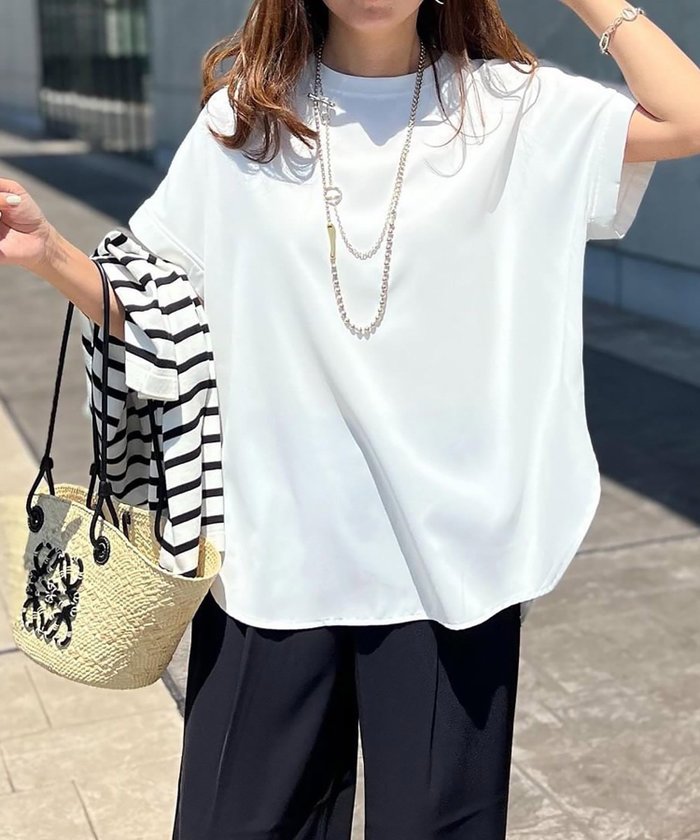 【スタイルドア/STYLEDOOR】のバックジップジョーゼットTブラウス インテリア・キッズ・メンズ・レディースファッション・服の通販 founy(ファニー) https://founy.com/ ファッション Fashion レディースファッション Fashion for Women トップス・カットソー Cut & Sew Tops シャツ・ブラウス・オフィスカジュアル Elegant Blouses & Button-Ups バッグ Bags インナー Innerwear ジョーゼット Georgette, Semi-Sheer Fabric スラックス Slacks, Dress Pants デニム Denim, Jeans Material バランス Balance, Style Balance ボトム Bottoms, Lower Wear ラウンド Round, Round Neck リネン Linen, Linen Fabric リボン Ribbon, Bow おすすめ Recommended / Our Picks 夏 Summer エレガント 上品 Elegant |ID: prp329100004533689 ipo3291000000033058376
