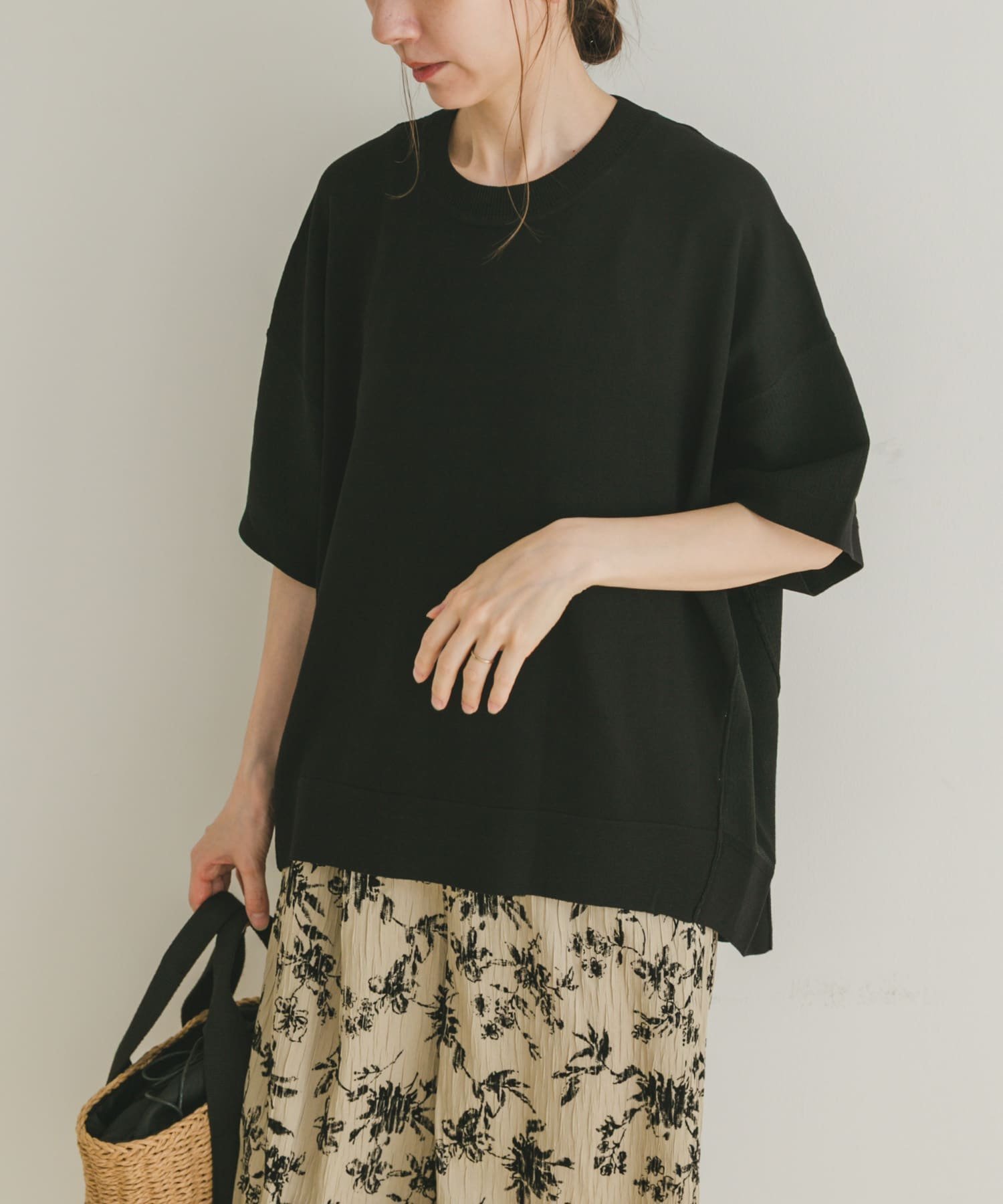 【その他のブランド/Other】のニットTシャツ インテリア・キッズ・メンズ・レディースファッション・服の通販 founy(ファニー) 　ファッション　Fashion　レディースファッション　WOMEN　トップス・カットソー　Tops/Tshirt　ニット　Knit Tops　シャツ/ブラウス　Shirts/Blouses　ロング / Tシャツ　T-Shirts　2025年　2025　2025春夏・S/S　Ss,Spring/Summer,2025　なめらか　Smooth　オレンジ　Orange　シンプル　Simple　バランス　Balance　ベーシック　Basic　夏　Summer　S/S・春夏　Ss・Spring/Summer　楽ちん　Easy　BLK|ID: prp329100004533708 ipo3291000000032247299