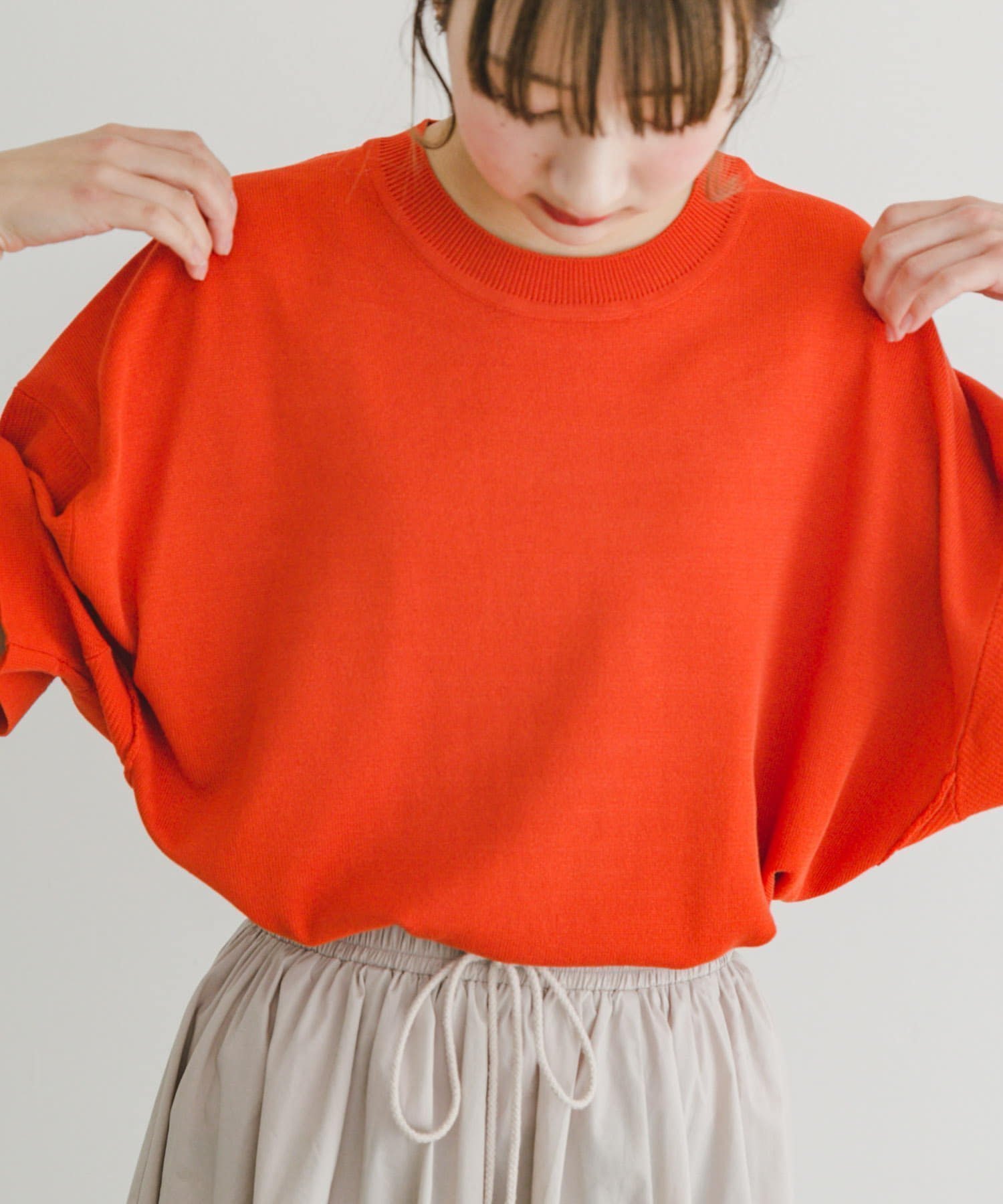 【その他のブランド/Other】のニットTシャツ インテリア・キッズ・メンズ・レディースファッション・服の通販 founy(ファニー) 　ファッション　Fashion　レディースファッション　WOMEN　トップス・カットソー　Tops/Tshirt　ニット　Knit Tops　シャツ/ブラウス　Shirts/Blouses　ロング / Tシャツ　T-Shirts　2025年　2025　2025春夏・S/S　Ss,Spring/Summer,2025　なめらか　Smooth　オレンジ　Orange　シンプル　Simple　バランス　Balance　ベーシック　Basic　夏　Summer　S/S・春夏　Ss・Spring/Summer　楽ちん　Easy　ORG|ID: prp329100004533708 ipo3291000000032247301