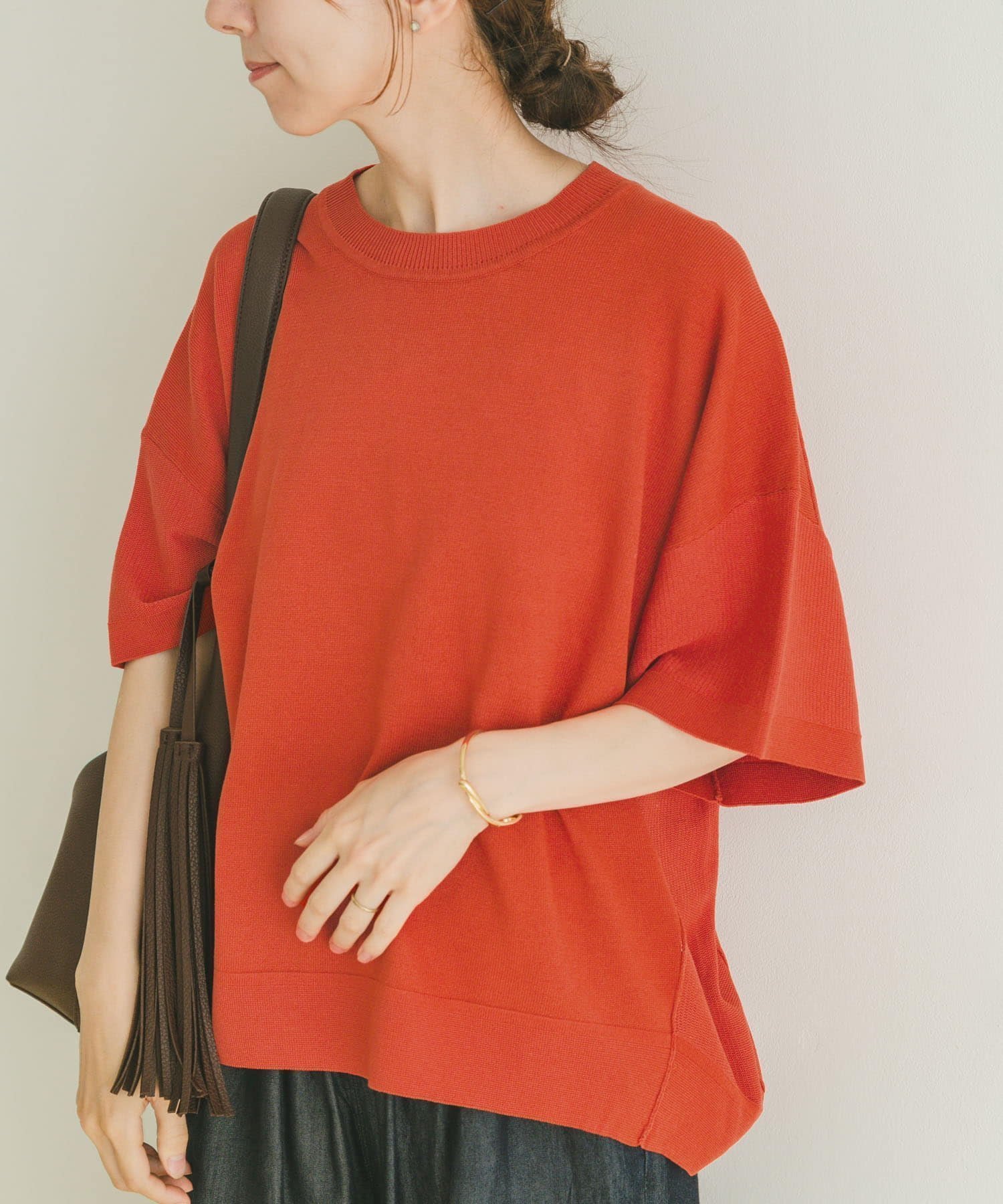 【アイテムズアーバンリサーチ/ITEMS URBAN RESEARCH】のニットTシャツ インテリア・キッズ・メンズ・レディースファッション・服の通販 founy(ファニー) 　ファッション　Fashion　レディースファッション　Fashion for Women　トップス・カットソー　Cut & Sew Tops　ニット　Knit Tops & Sweaters　シャツ・ブラウス・オフィスカジュアル　Elegant Blouses & Button-Ups　ロングTシャツ・Tシャツ　Longline T-Shirts & Tees　2025年　2025　2025春夏・S/S　Spring/Summer 2025 SS25　なめらか　Smooth, Silky Texture　オレンジ　Orange　シンプル　Simple, Minimal　バランス　Balance, Style Balance　ベーシック　Basic, Essential　夏　Summer　S/S・春夏　SS, Spring/Summer, Warm Season　楽ちん　Easy Fit, Comfortable　ORG|ID: prp329100004533708 ipo3291000000033447959