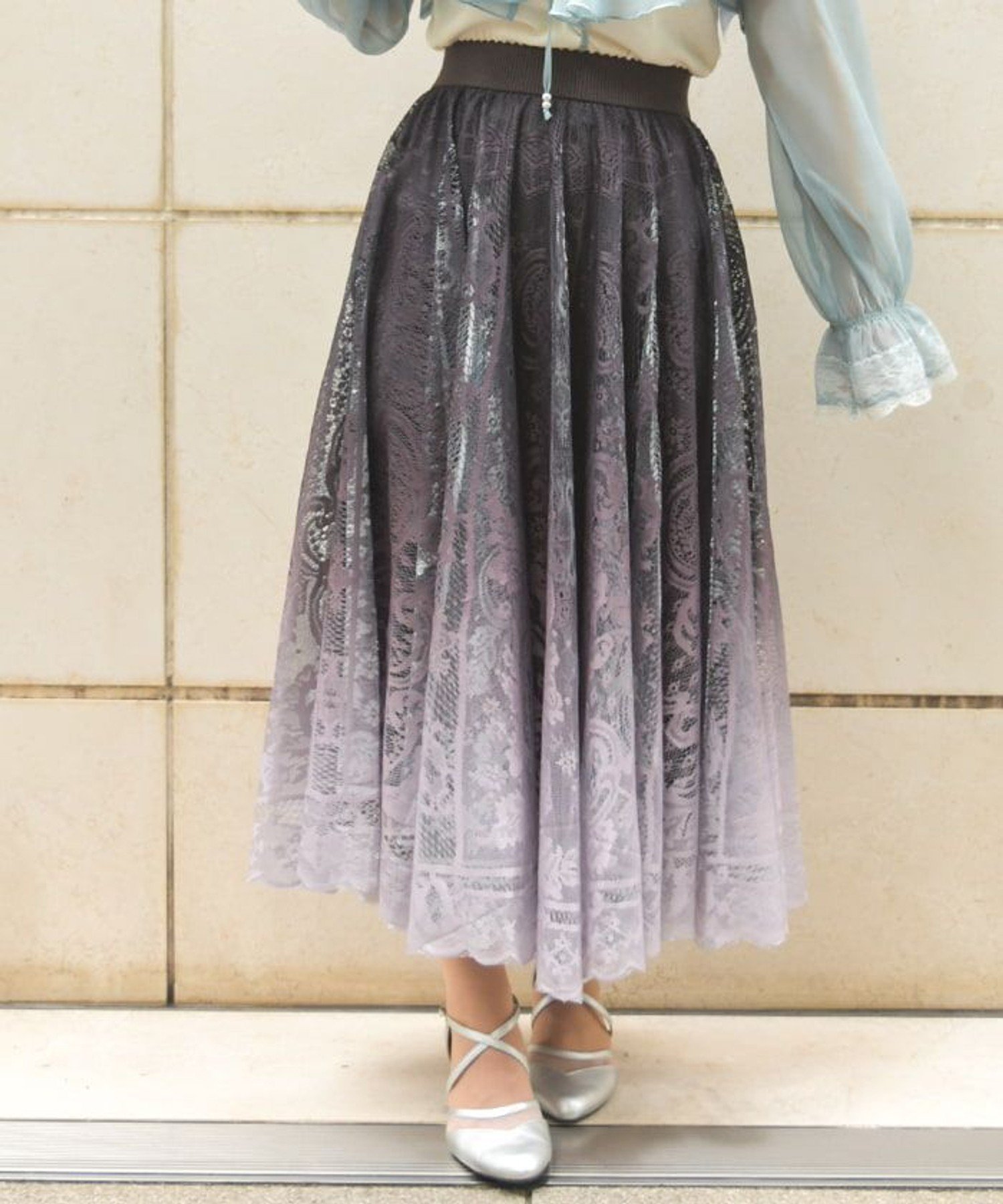 【アクシーズファム/axes femme】のグラデレースサーキュラーSK インテリア・キッズ・メンズ・レディースファッション・服の通販 founy(ファニー) 　ファッション　Fashion　レディースファッション　WOMEN　スカート　Skirt　イエロー　Yellow　グラデーション　Gradation　レース　Race　今季　This Season　茶|ID: prp329100004533750 ipo3291000000032043571