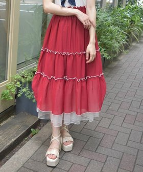 【アクシーズファム/axes femme】のフリルメロー楊柳シフォンスカート 人気、トレンドファッション・服の通販 founy(ファニー) ファッション Fashion レディースファッション WOMEN スカート Skirt おすすめ Recommend シフォン Chiffon シャーリング Shirring ティアードスカート Tiered Skirt 夏 Summer |ID:prp329100004533821