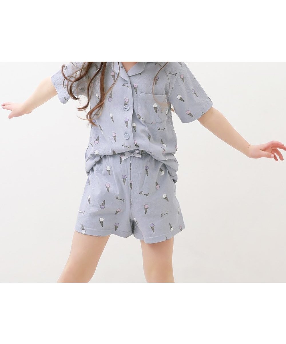 【デビロック/devirock / KIDS】の着心地やわらか 総柄開襟半袖パジャマ 人気、トレンドファッション・服の通販 founy(ファニー) 　ファッション　Fashion　キッズファッション　KIDS　お家時間・ステイホーム　Home Time/Stay Home　シャーリング　Shirring　パジャマ　Pajamas　リボン　Ribbon　半袖　Short Sleeve　 other-1|ID: prp329100004533853 ipo3291000000032372902