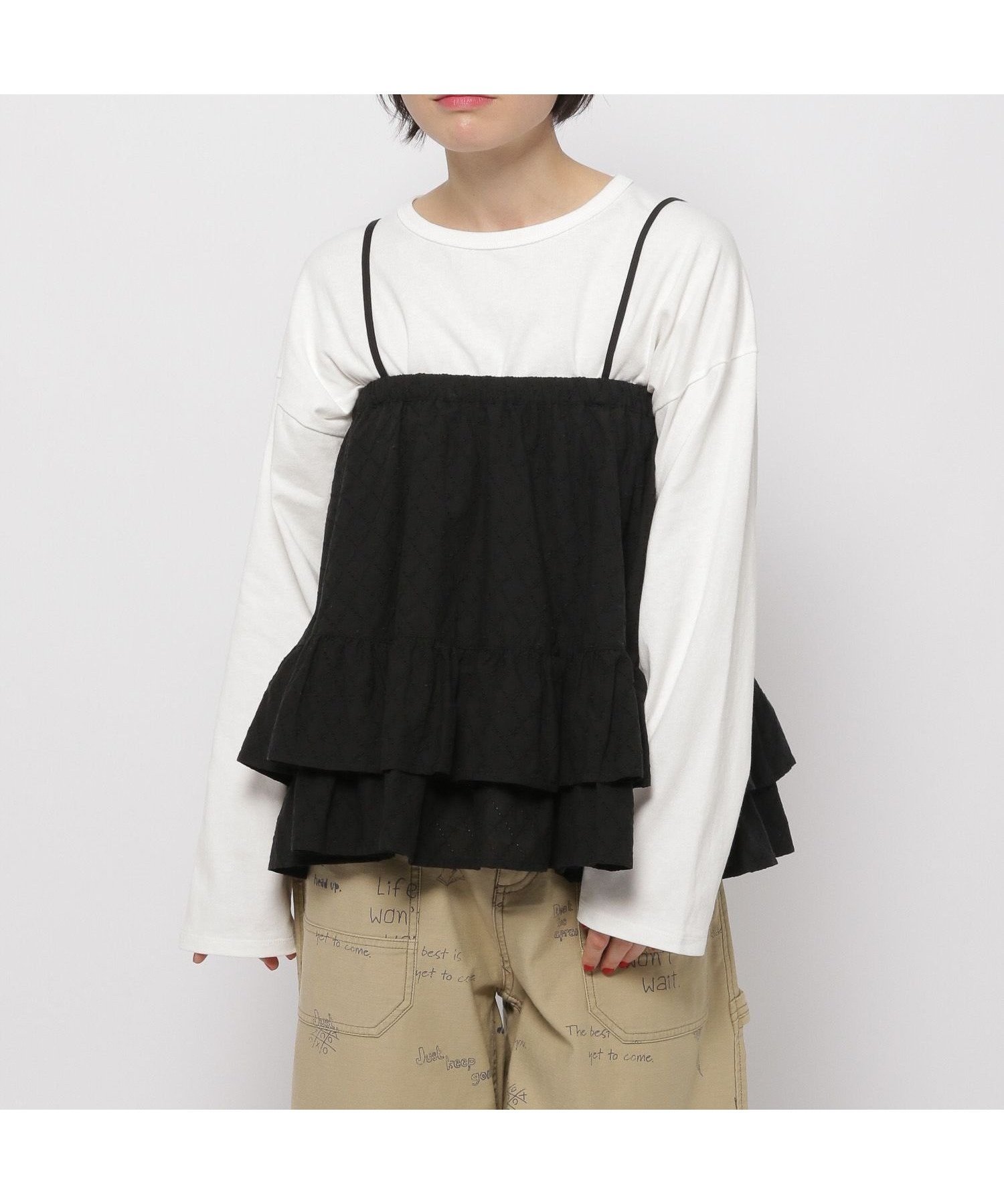 【ニコアンド/niko and】のレースミニティアードスカート インテリア・キッズ・メンズ・レディースファッション・服の通販 founy(ファニー) 　ファッション　Fashion　レディースファッション　WOMEN　スカート　Skirt　ティアードスカート　Tiered Skirts　おすすめ　Recommend　シンプル　Simple　デニム　Denim　ビスチェ　Bustier　フェミニン　Feminine　フリル　Frills　レース　Race　ワイド　Wide　チャコール18|ID: prp329100004533865 ipo3291000000032044042