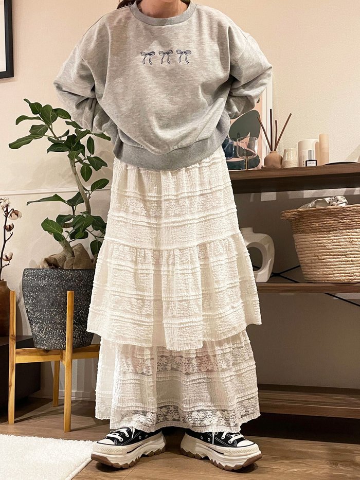 【エヘカソポ/ehka sopo】のレースティアードスカート インテリア・キッズ・メンズ・レディースファッション・服の通販 founy(ファニー) https://founy.com/ ファッション Fashion レディースファッション WOMEN スカート Skirt ティアードスカート Tiered Skirts ガーリー Girly シャーリング Shirring ティアードスカート Tiered Skirt レース Race |ID: prp329100004533874 ipo3291000000032044069
