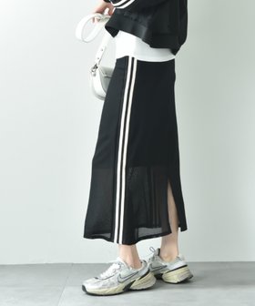 【インタープラネット/INTERPLANET】のカノコメッシュサイドラインリブナロースカート 人気、トレンドファッション・服の通販 founy(ファニー) ファッション Fashion レディースファッション WOMEN スカート Skirt テクスチャー Texture 鹿の子 Pique |ID:prp329100004533912