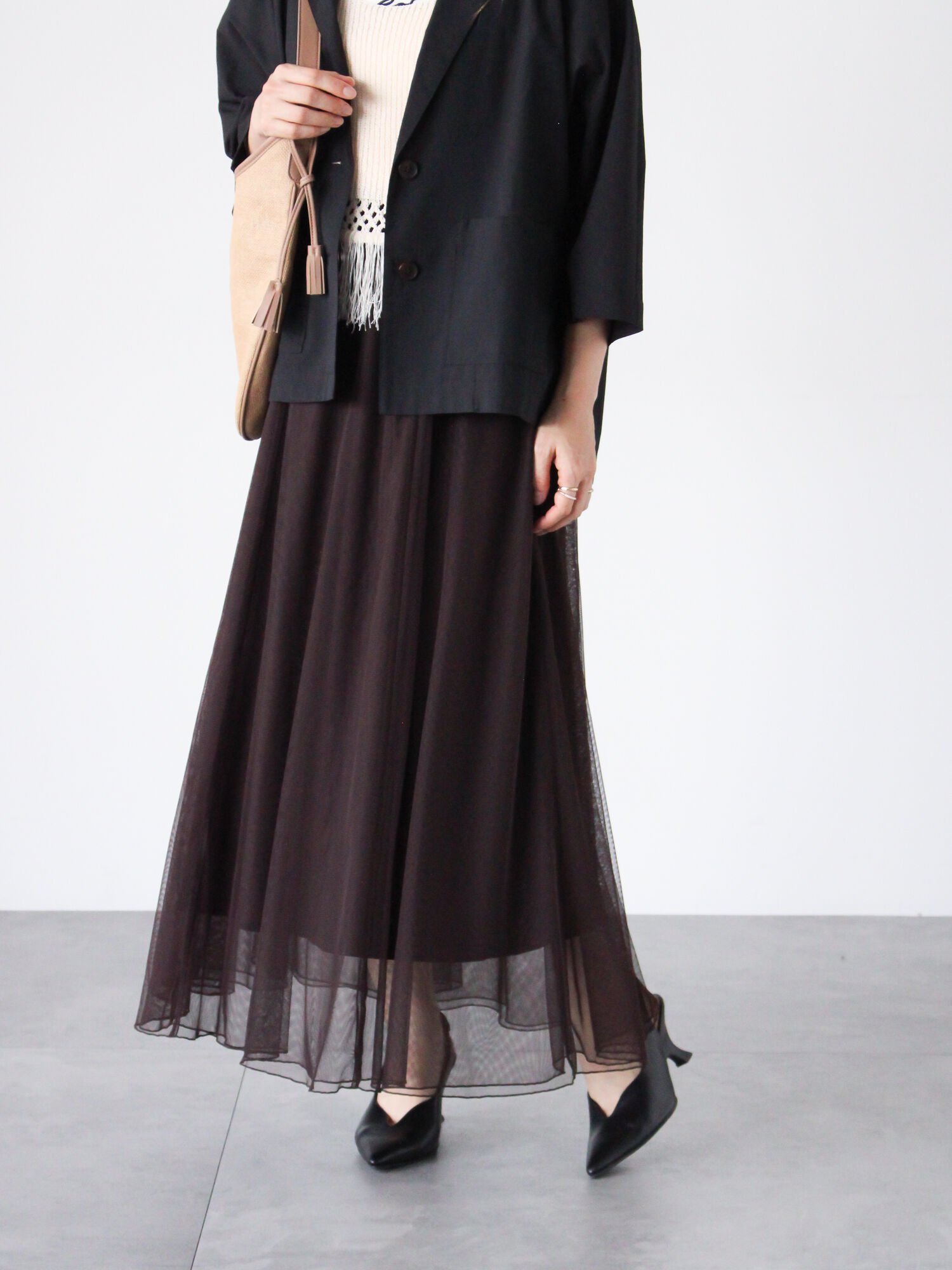 【テチチ/Te chichi】のチュールギャザースカート インテリア・キッズ・メンズ・レディースファッション・服の通販 founy(ファニー) 　ファッション　Fashion　レディースファッション　WOMEN　スカート　Skirt　おすすめ　Recommend　エアリー　Airy　ギャザー　Gather　スウェット　Sweat　チュール　Tulle　パーカー　Hoodie　エレガント 上品　Elegant　ブラウン|ID: prp329100004533914 ipo3291000000032044249