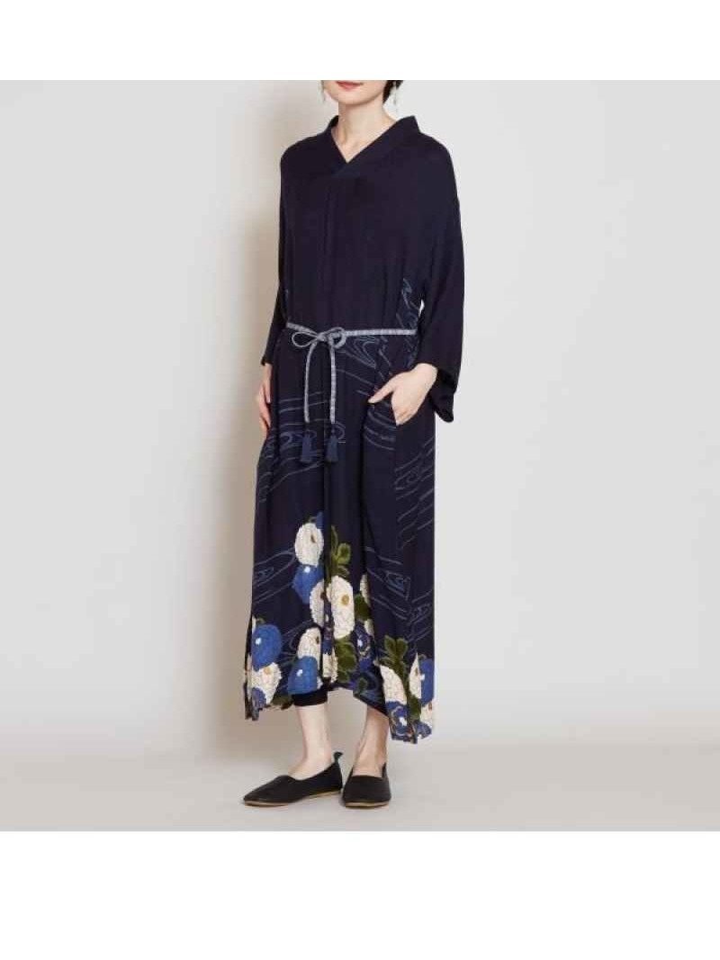 【その他のブランド/Other】の冬牡丹 着物風ワンピース インテリア・キッズ・メンズ・レディースファッション・服の通販 founy(ファニー) 　ファッション　Fashion　レディースファッション　WOMEN　ワンピース　Dress　タッセル　Tassel　ポケット　Pocket　モダン　Modern　エレガント 上品　Elegant　冬　Winter　ネイビー|ID: prp329100004533939 ipo3291000000032095488