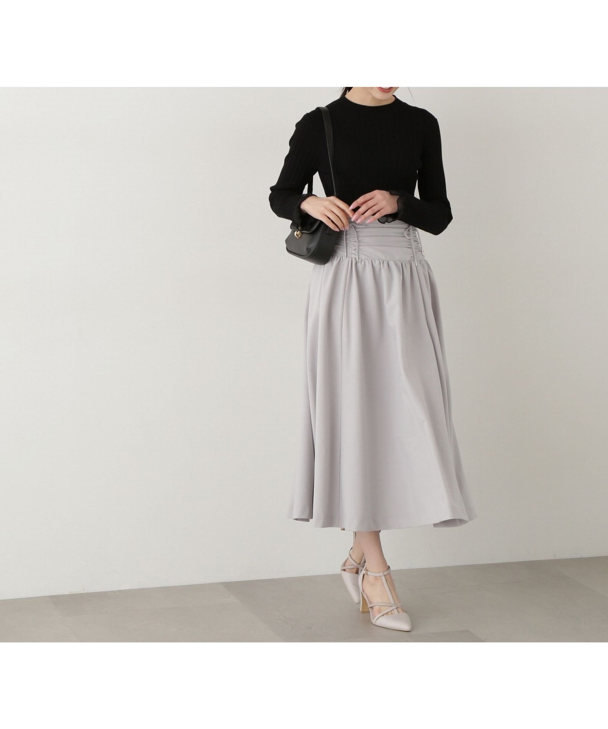 【プロポーション ボディドレッシング/PROPORTION BODY DRESSING】のシャーリングリボンスカート インテリア・キッズ・メンズ・レディースファッション・服の通販 founy(ファニー) 　ファッション　Fashion　レディースファッション　WOMEN　スカート　Skirt　シャーリング　Shirring　バランス　Balance　フレア　Flare　ヨーク　Yoke　リボン　Ribbon　グレー|ID: prp329100004533949 ipo3291000000032044394