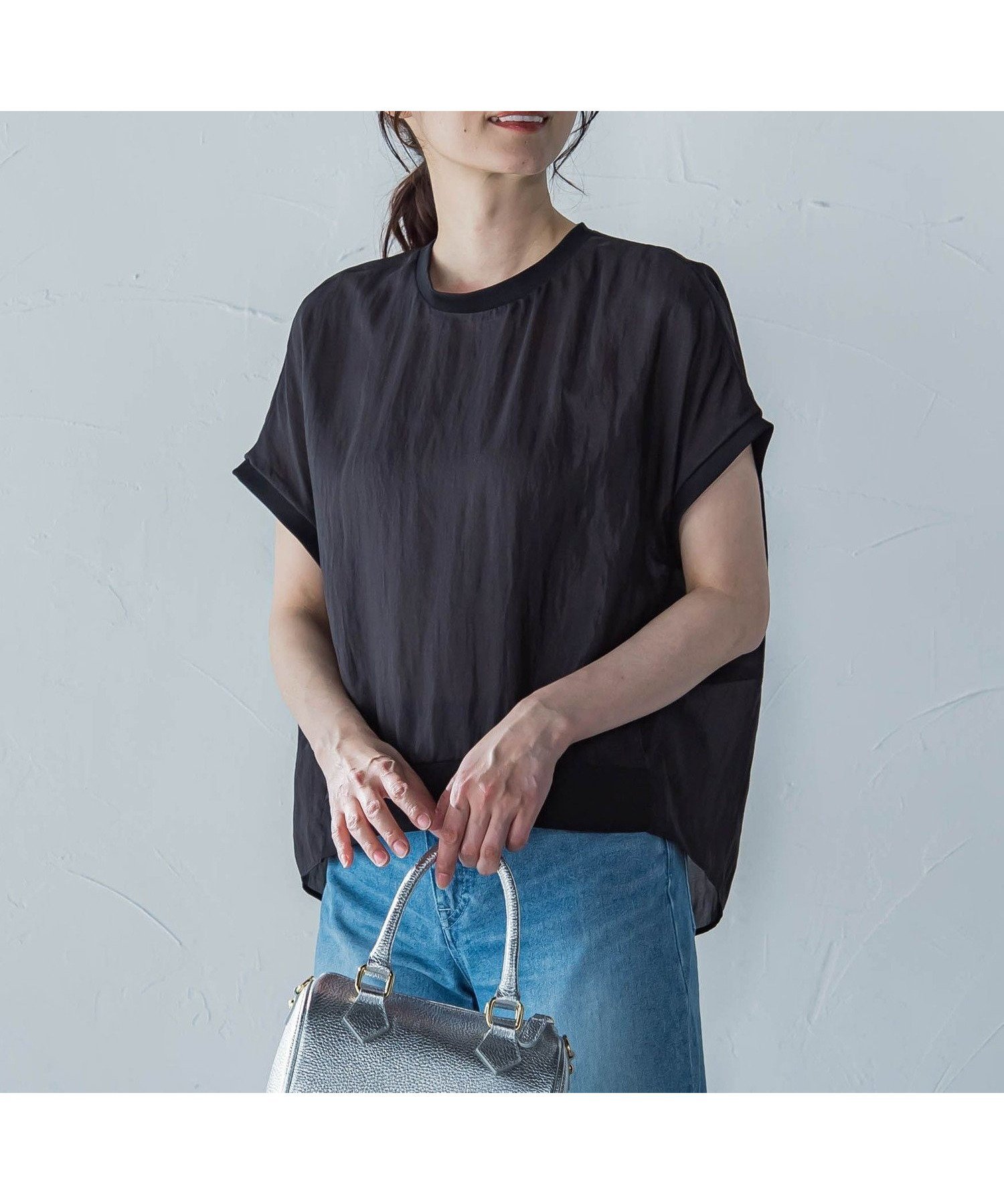 【ロートレ アモン/LAUTRE AMONT】の【一部店舗限定販売】シャイニーシアーコンビプルオーバー≪手洗い可能≫ インテリア・キッズ・メンズ・レディースファッション・服の通販 founy(ファニー) 　ファッション　Fashion　レディースファッション　Ladies' Fashion Online　トップス・カットソー　Tops/Tshirt　プルオーバー　Pullover　シアー　Sheer　シャイニー　Shiny　エレガント 上品　Elegant　ブラック|ID: prp329100004533956 ipo3291000000032646824