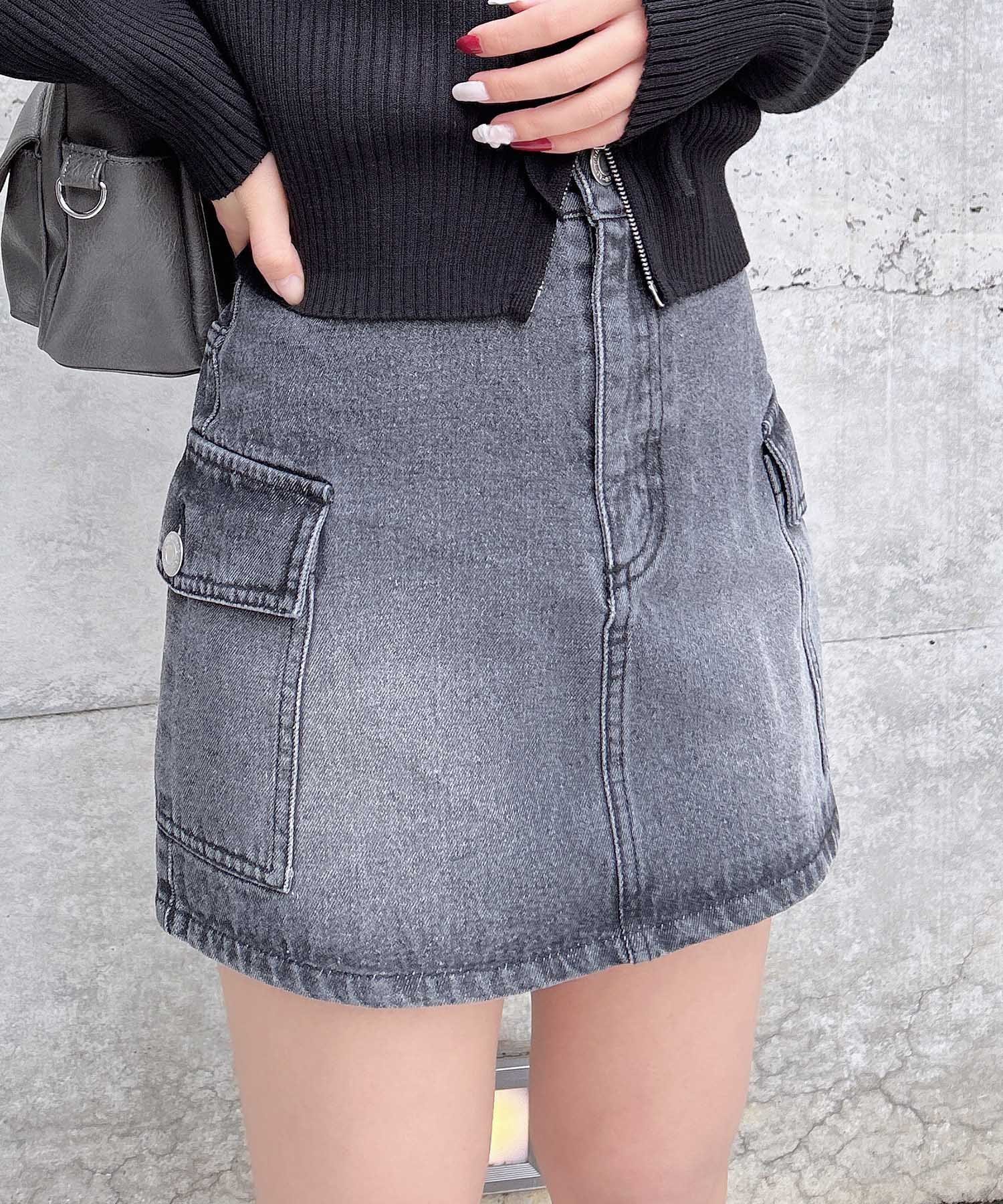 【イング/INGNI】のデニムカーゴスカート インテリア・キッズ・メンズ・レディースファッション・服の通販 founy(ファニー) 　ファッション　Fashion　レディースファッション　WOMEN　スカート　Skirt　コンパクト　Compact　ショート　Short　スマホ　Smartphone　デニム　Denim　トレンド　Trend　フラップ　Flap　ポケット　Pocket　グレー|ID: prp329100004534066 ipo3291000000032292017