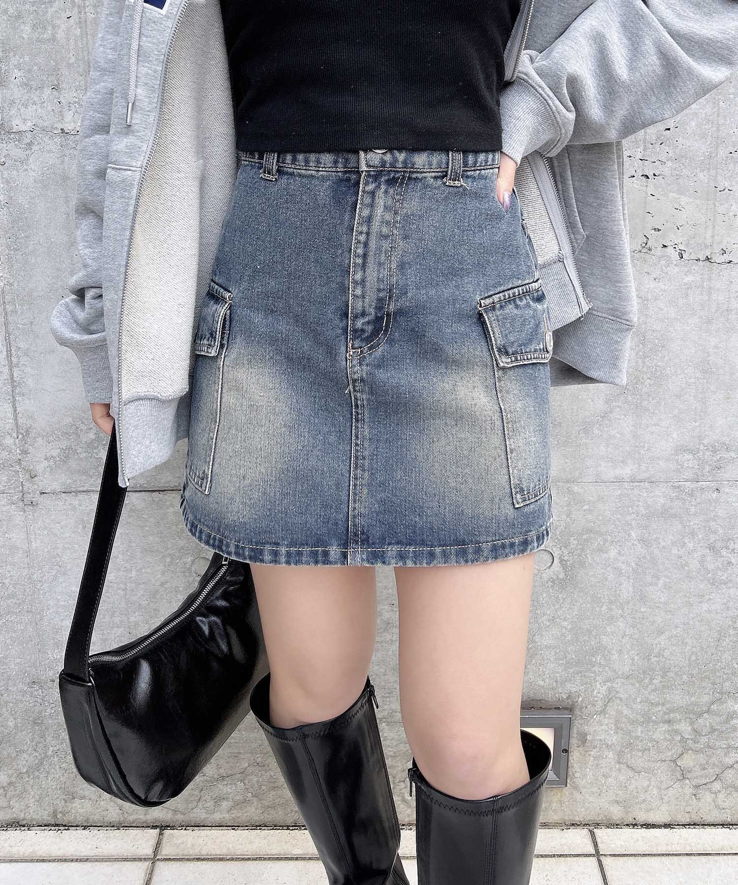 【イング/INGNI】のデニムカーゴスカート インテリア・キッズ・メンズ・レディースファッション・服の通販 founy(ファニー) 　ファッション　Fashion　レディースファッション　WOMEN　スカート　Skirt　コンパクト　Compact　ショート　Short　スマホ　Smartphone　デニム　Denim　トレンド　Trend　フラップ　Flap　ポケット　Pocket　デニム/コン|ID: prp329100004534066 ipo3291000000032292018