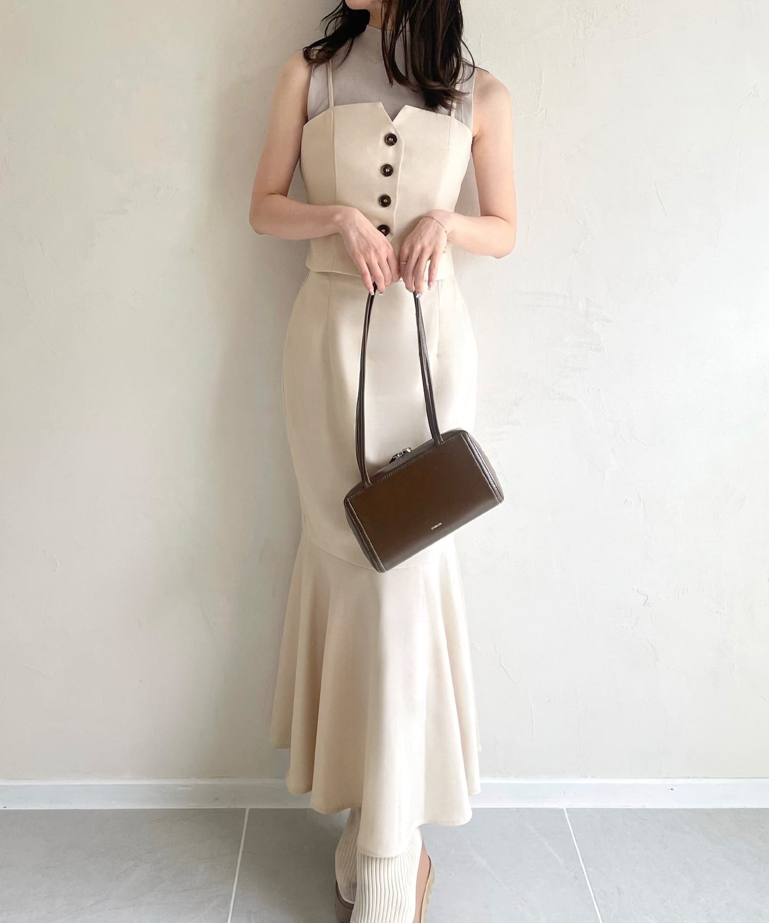 【ジュノア/JUNOAH】のデザインビスチェマーメイドスカートセット インテリア・キッズ・メンズ・レディースファッション・服の通販 founy(ファニー) 　ファッション　Fashion　レディースファッション　WOMEN　スカート　Skirt　アイボリー|ID: prp329100004534159 ipo3291000000032315614