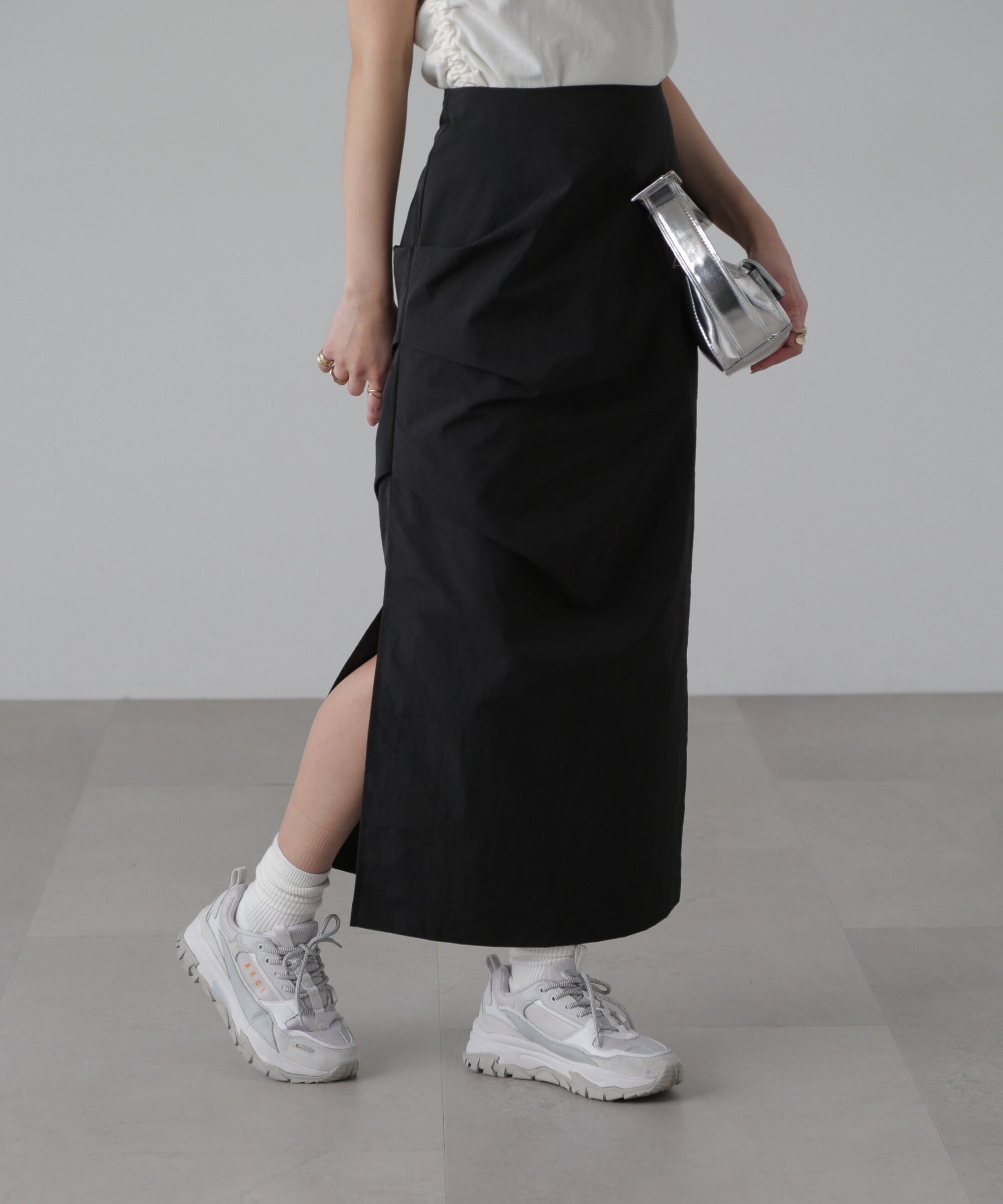 【フリーズマート/FREE'S MART】のサイドタックナロースカート インテリア・キッズ・メンズ・レディースファッション・服の通販 founy(ファニー) 　ファッション　Fashion　レディースファッション　WOMEN　スカート　Skirt　アシンメトリー　Asymmetry　スリット　Slit　ブラック|ID: prp329100004534198 ipo3291000000032045385