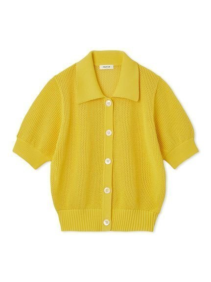 【フレイ アイディー/FRAY I.D】のダイヤメッシュポロカーディガン インテリア・キッズ・メンズ・レディースファッション・服の通販 founy(ファニー) 　ファッション　Fashion　レディースファッション　WOMEN　トップス・カットソー　Tops/Tshirt　カーディガン　Cardigans　おすすめ　Recommend　ショート　Short　トレンド　Trend　メッシュ　Mesh　夏　Summer　YEL[032]|ID: prp329100004534211 ipo3291000000032045431