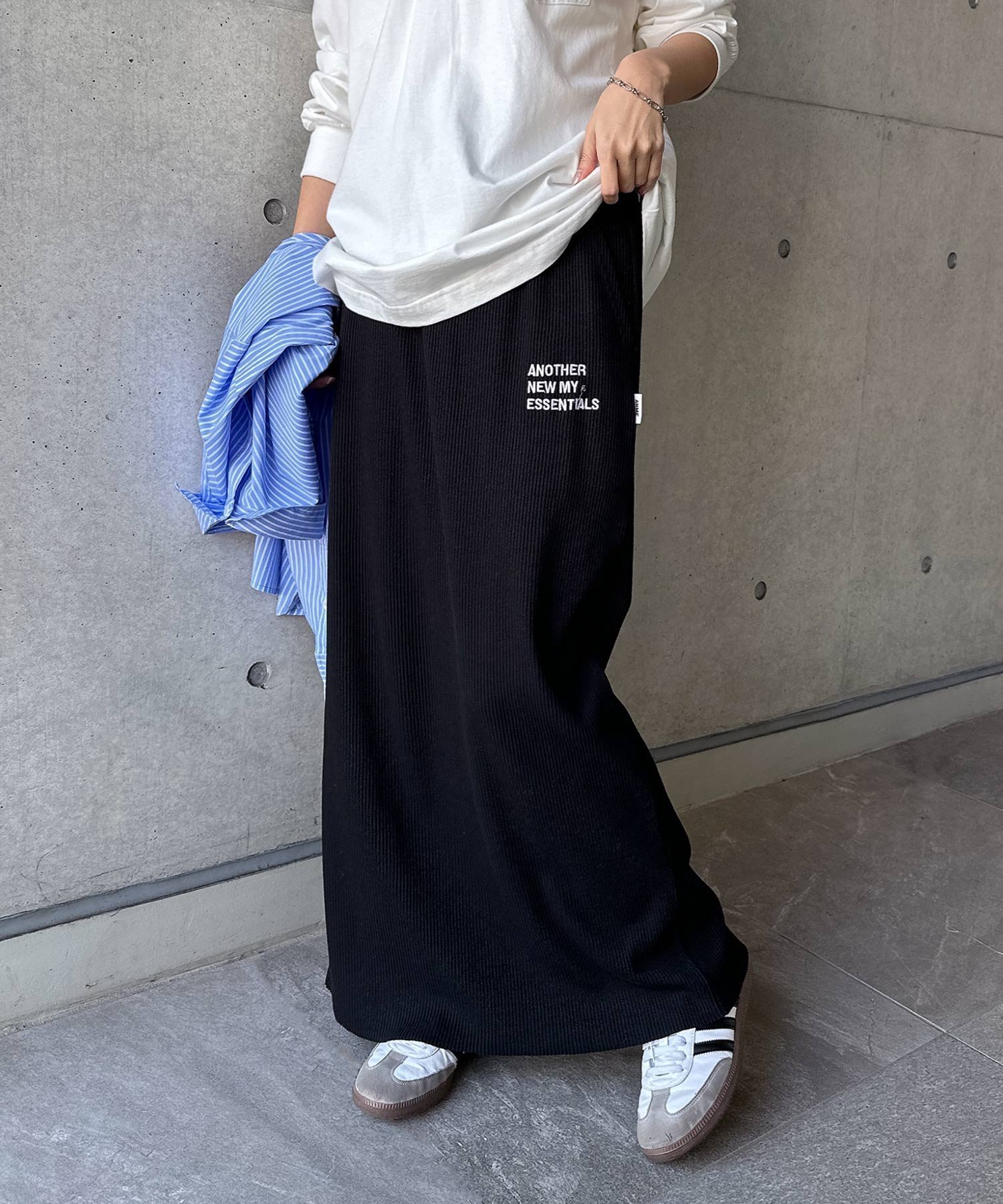 【その他のブランド/Other】のセルフカット リブ ANME エンブロイダリー ロゴ タイトスカート ANME アンメ インテリア・キッズ・メンズ・レディースファッション・服の通販 founy(ファニー) 　ファッション　Fashion　レディースファッション　WOMEN　スカート　Skirt　エンブロイダリー　Embroidery　タイトスカート　Tight Skirt　フィット　Fit　ポケット　Pocket　別注　Special Order　楽ちん　Easy　ブラック|ID: prp329100004534216 ipo3291000000032380761