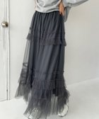 【ジュノア/JUNOAH】のチュールフリルフレアスカート ダークグレー|ID: prp329100004534242 ipo3291000000032679644