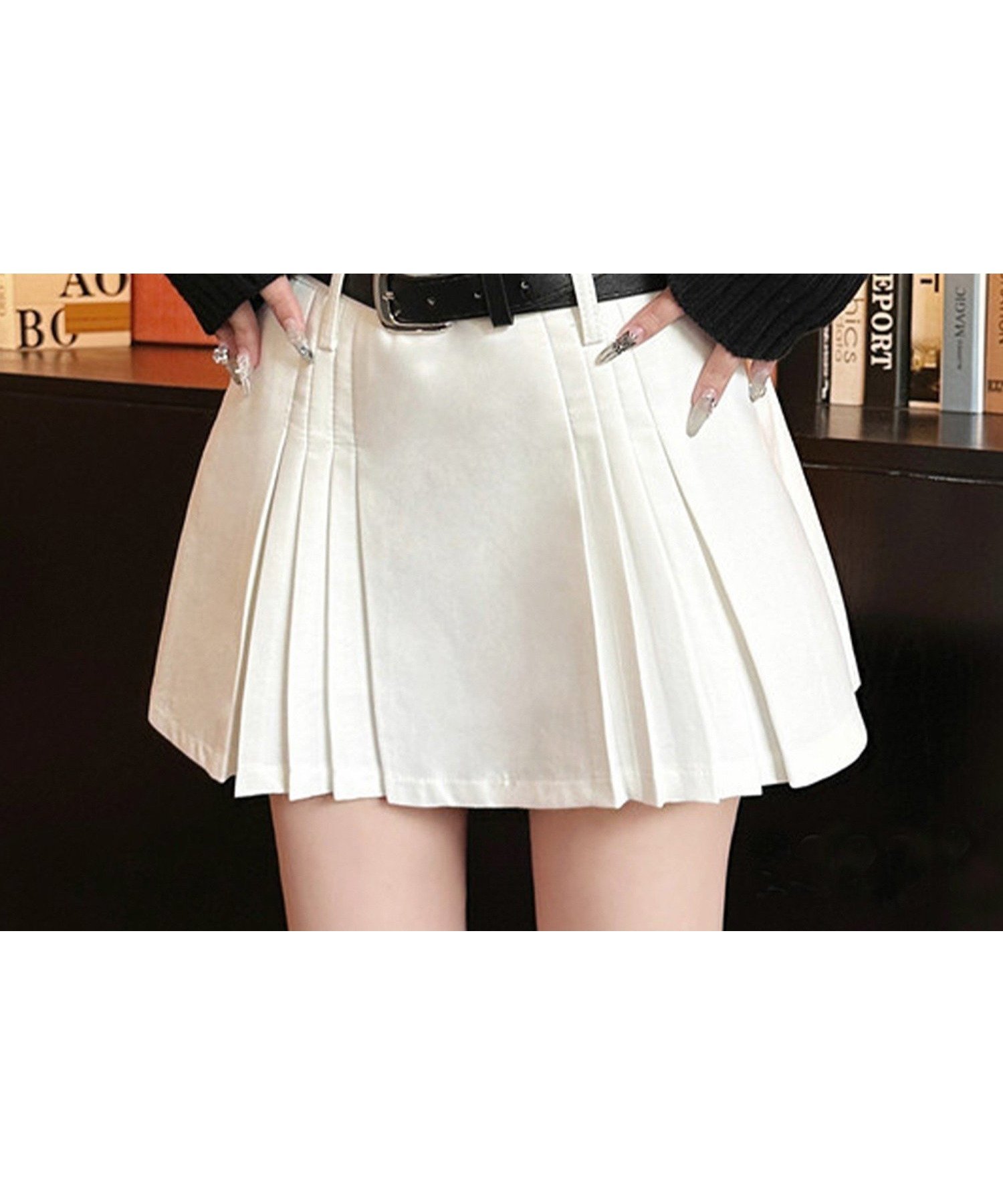 【アイモハ/aimoha】の【Jasmine】ミニ丈デザインプリーツスカート インテリア・キッズ・メンズ・レディースファッション・服の通販 founy(ファニー) 　ファッション　Fashion　レディースファッション　WOMEN　スカート　Skirt　プリーツスカート　Pleated Skirts　シンプル　Simple　ソックス　Socks　トレンド　Trend　プリーツ　Pleats　ロング　Long　ホワイト|ID: prp329100004534253 ipo3291000000032045586