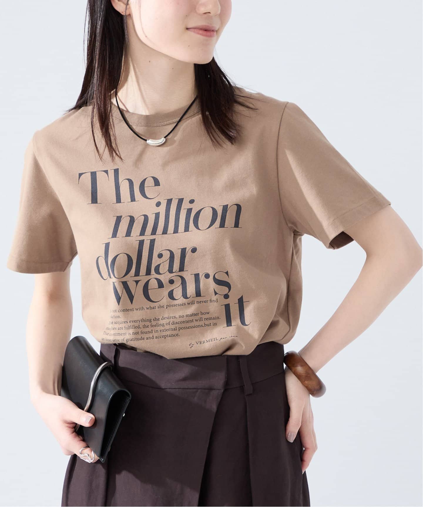 【ヴェルメイユ パー イエナ/VERMEIL par iena】のLettered cotton Tee インテリア・キッズ・メンズ・レディースファッション・服の通販 founy(ファニー) 　ファッション　Fashion　レディースファッション　WOMEN　2025年　2025　2025春夏・S/S　Ss,Spring/Summer,2025　おすすめ　Recommend　インナー　Inner　ジャケット　Jacket　ボトム　Bottom　ベージュ|ID: prp329100004534262 ipo3291000000032045619