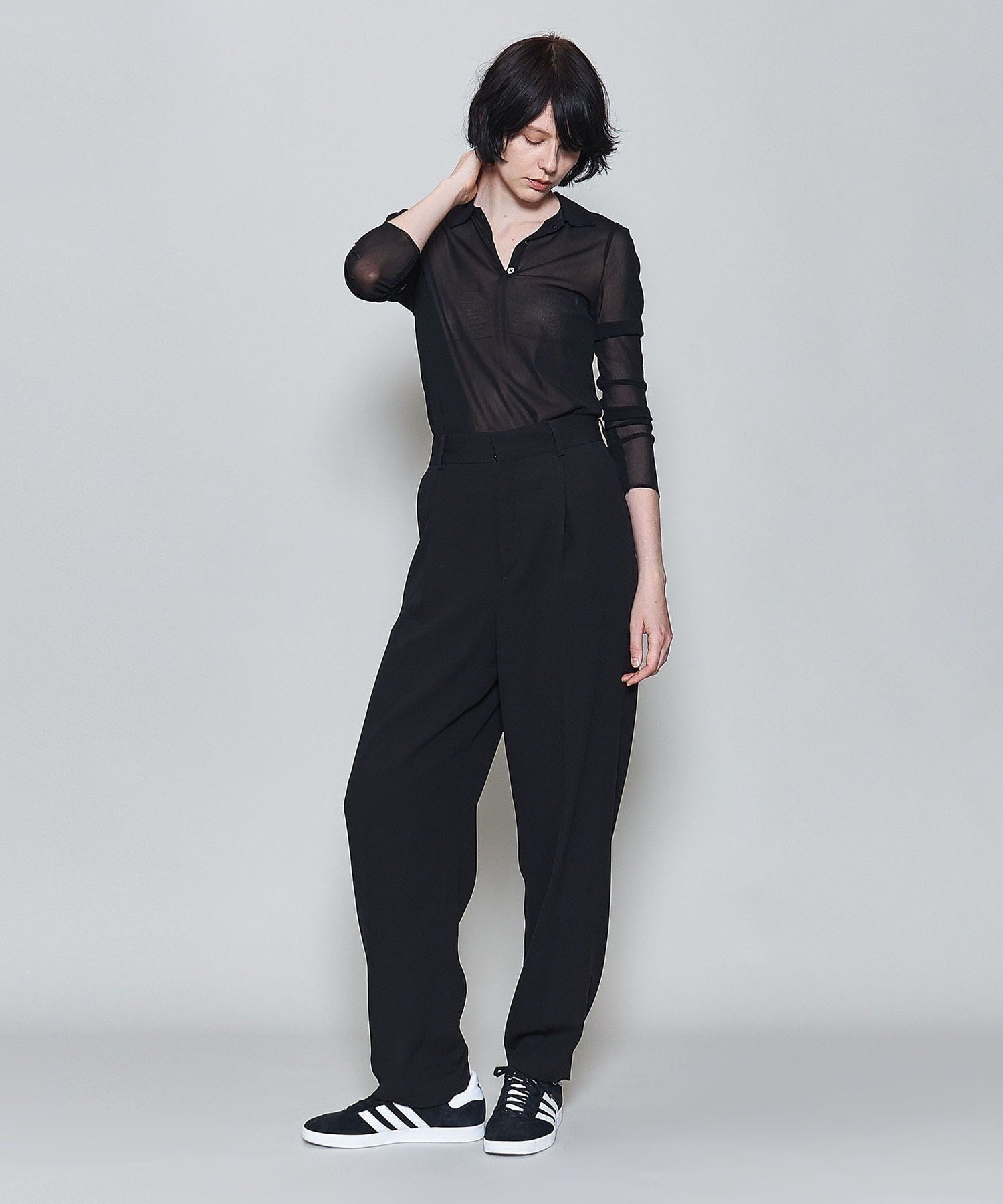 【ビューティ&ユース ユナイテッドアローズ/BEAUTY&YOUTH / UNITED ARROWS】の6(ROKU) ナイロン チュール シャツ プルオーバー インテリア・キッズ・メンズ・レディースファッション・服の通販 founy(ファニー) 　ファッション　Fashion　レディースファッション　Fashion for Women　トップス・カットソー　Cut & Sew Tops　シャツ・ブラウス・オフィスカジュアル　Elegant Blouses & Button-Ups　カジュアルプルオーバー・ニットトップス　Pullovers & Knit Tops / Casual Pullovers　インナー　Innerwear　シアー　Sheer, See-Through　チュール　Tulip, Tulip Motif　ポロシャツ　Polo Shirt, Collared Tee　BLACK|ID: prp329100004534275 ipo3291000000032999589