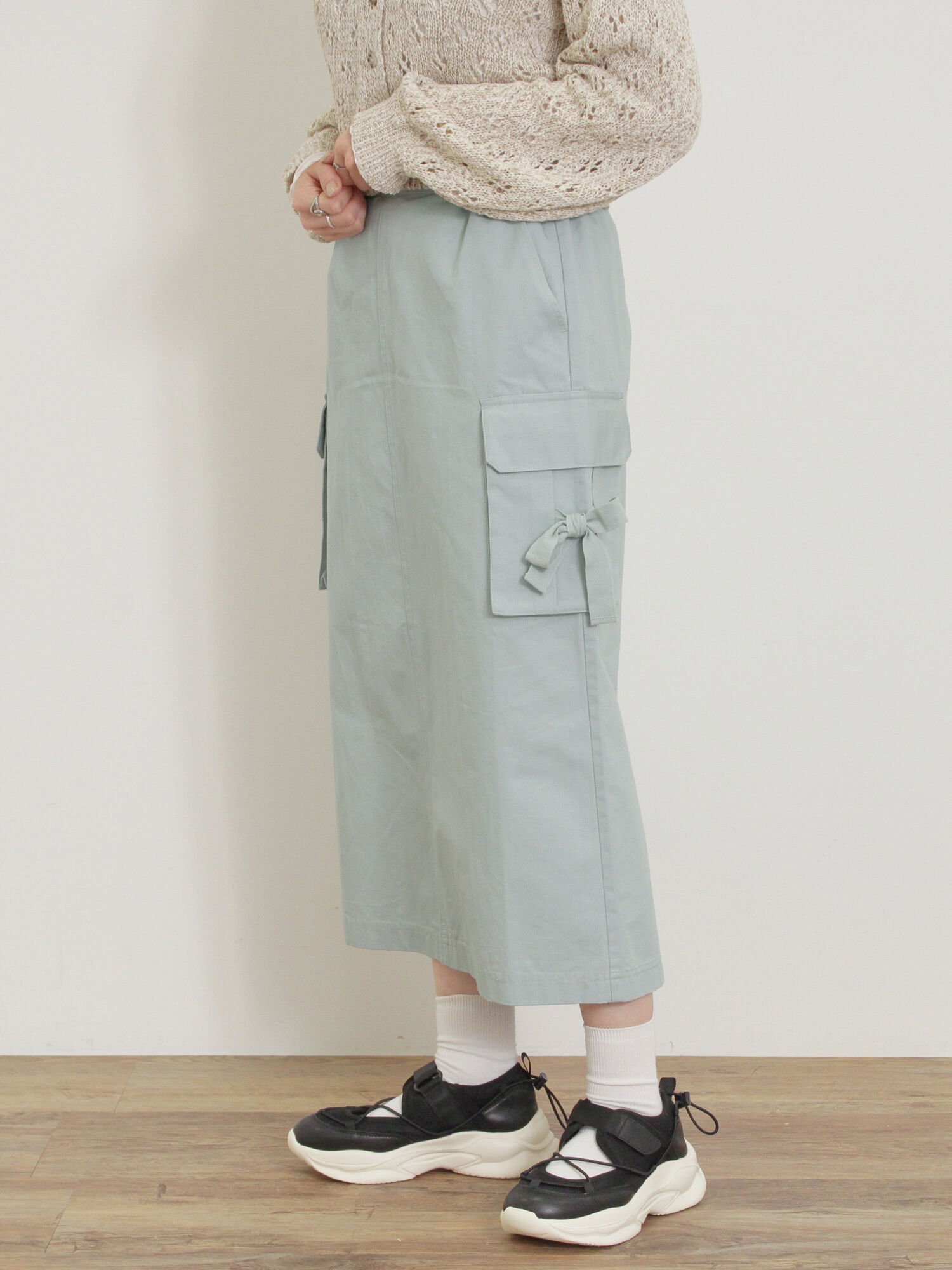 【サマンサモスモス/Samansa Mos2】のカーゴスカート インテリア・キッズ・メンズ・レディースファッション・服の通販 founy(ファニー) 　ファッション　Fashion　レディースファッション　WOMEN　スカート　Skirt　ガーリー　Girly　ポケット　Pocket　リボン　Ribbon　サックスブルー|ID: prp329100004534292 ipo3291000000032045740
