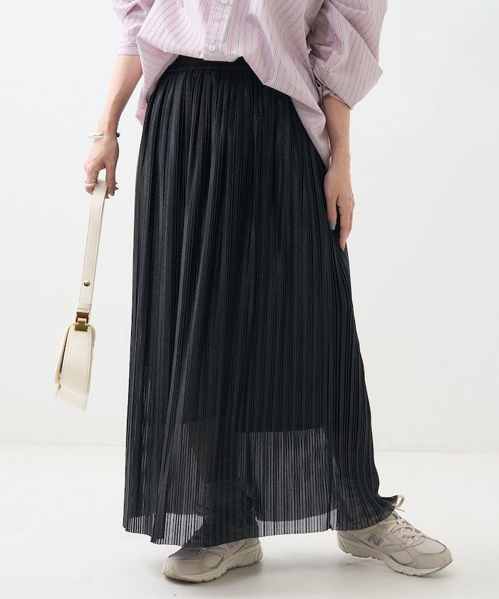 【フリークスストア/FREAK'S STORE】のシアー シャイニーラメプリーツ スカート 24SS インテリア・キッズ・メンズ・レディースファッション・服の通販 founy(ファニー) 　ファッション　Fashion　レディースファッション　WOMEN　スカート　Skirt　プリーツスカート　Pleated Skirts　2024年　2024　2024春夏・S/S　Ss,Spring/Summer,2024　おすすめ　Recommend　シアー　Sheer　ストレート　Straight　ミックス　Mix　ロング　Long　夏　Summer　春　Spring　S/S・春夏　Ss・Spring/Summer　ブラック|ID: prp329100004534295 ipo3291000000032045762