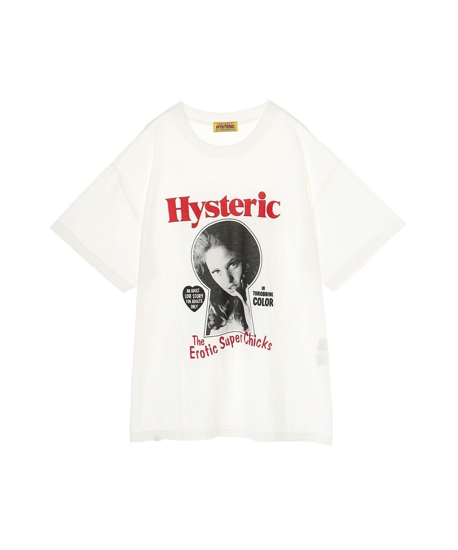 【ヒステリックグラマー/HYSTERIC GLAMOUR】のEROTIC CHICKS オーバーサイズTシャツ インテリア・キッズ・メンズ・レディースファッション・服の通販 founy(ファニー) 　ファッション　Fashion　レディースファッション　WOMEN　トップス・カットソー　Tops/Tshirt　シャツ/ブラウス　Shirts/Blouses　ロング / Tシャツ　T-Shirts　グラフィック　Graphic　フロント　Front　白|ID: prp329100004534323 ipo3291000000032045887