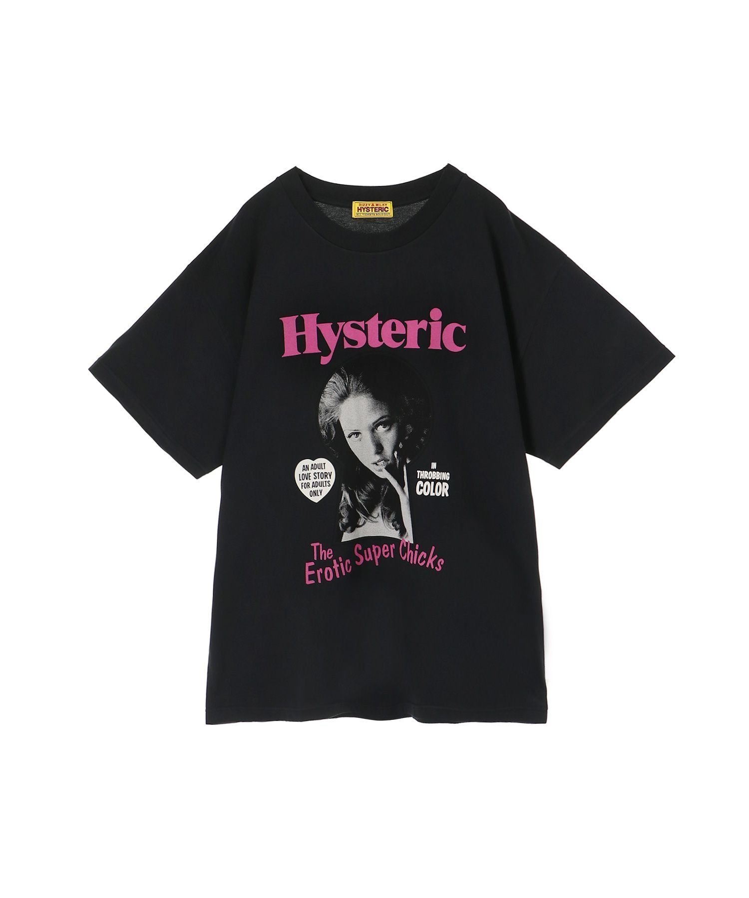 【ヒステリックグラマー/HYSTERIC GLAMOUR】のEROTIC CHICKS オーバーサイズTシャツ インテリア・キッズ・メンズ・レディースファッション・服の通販 founy(ファニー) 　ファッション　Fashion　レディースファッション　WOMEN　トップス・カットソー　Tops/Tshirt　シャツ/ブラウス　Shirts/Blouses　ロング / Tシャツ　T-Shirts　グラフィック　Graphic　フロント　Front　ブラック|ID: prp329100004534323 ipo3291000000032045892