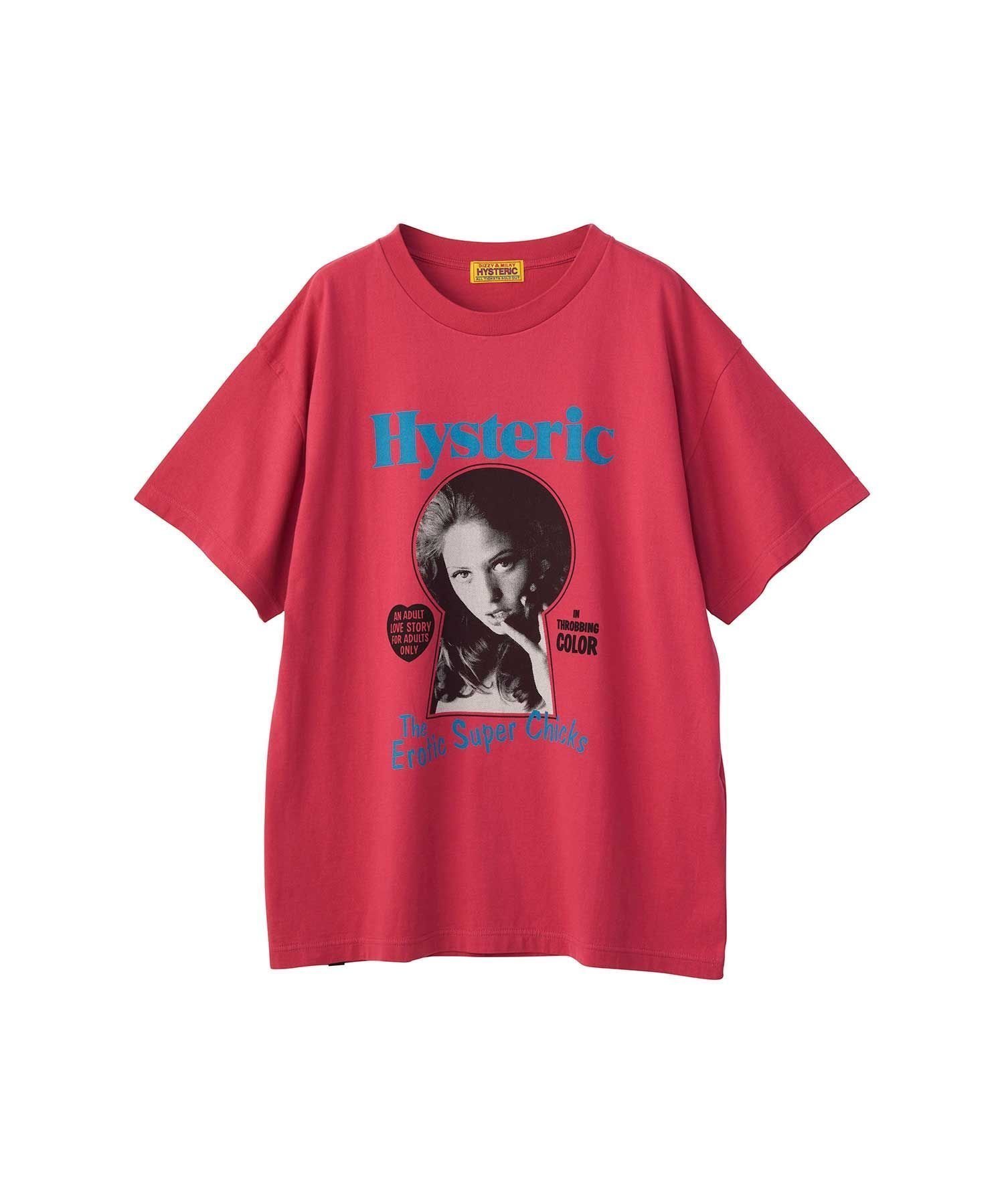 【ヒステリックグラマー/HYSTERIC GLAMOUR】のEROTIC CHICKS オーバーサイズTシャツ インテリア・キッズ・メンズ・レディースファッション・服の通販 founy(ファニー) 　ファッション　Fashion　レディースファッション　Fashion for Women　トップス・カットソー　Cut & Sew Tops　シャツ・ブラウス・オフィスカジュアル　Elegant Blouses & Button-Ups　ロングTシャツ・Tシャツ　Longline T-Shirts & Tees　グラフィック　Graphic, Graphic Design　フロント　Front, Front Design　ピンク|ID: prp329100004534323 ipo3291000000033496524