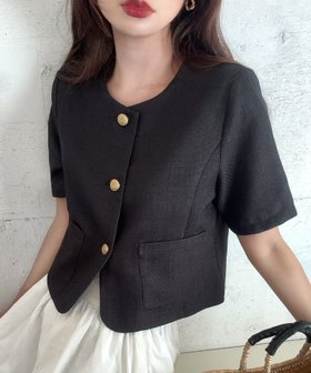 【ジュノア/JUNOAH】の金釦リネンライクノーカラージャケット 人気、トレンドファッション・服の通販 founy(ファニー) ファッション Fashion レディースファッション WOMEN アウター Coat Outerwear ジャケット Jackets ノーカラージャケット No Collar Leather Jackets |ID:prp329100004534332