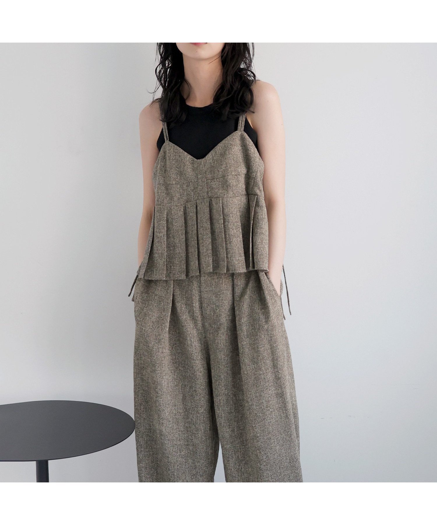【リアン/Lian】のプリーツデザインビスチェ インテリア・キッズ・メンズ・レディースファッション・服の通販 founy(ファニー) 　ファッション　Fashion　レディースファッション　WOMEN　トップス・カットソー　Tops/Tshirt　ビスチェ　Bustier　ブラウン|ID: prp329100004534357 ipo3291000000032046018