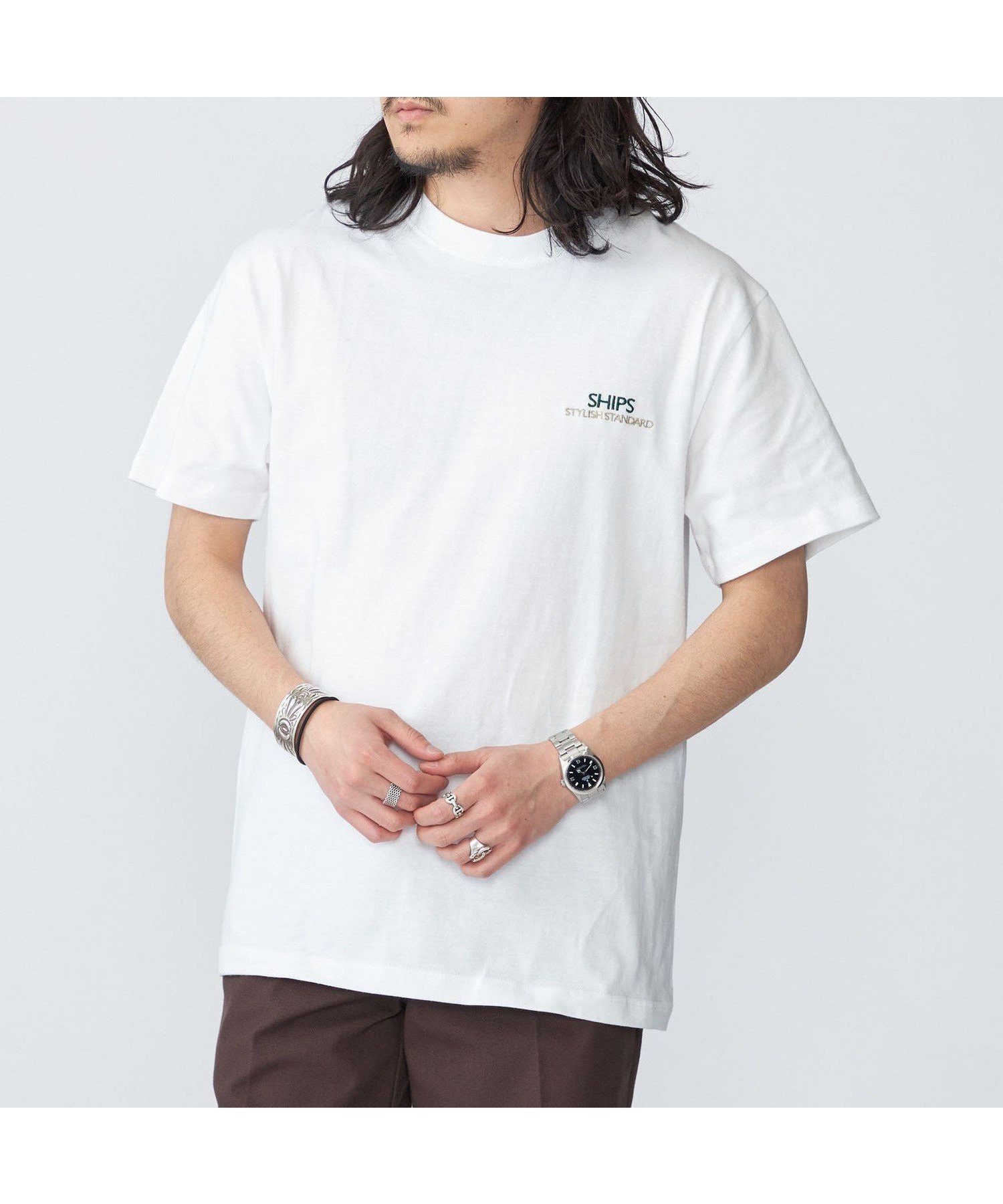 【シップス/SHIPS / MEN】の【WEB限定】SHIPS STYLISH STANDARD ロゴ 刺繍 Tシャツ インテリア・キッズ・メンズ・レディースファッション・服の通販 founy(ファニー) 　ファッション　Fashion　メンズファッション　MEN　おすすめ　Recommend　スタイリッシュ　Stylish　バランス　Balance　ベーシック　Basic　ホワイト系|ID: prp329100004534399 ipo3291000000032046181