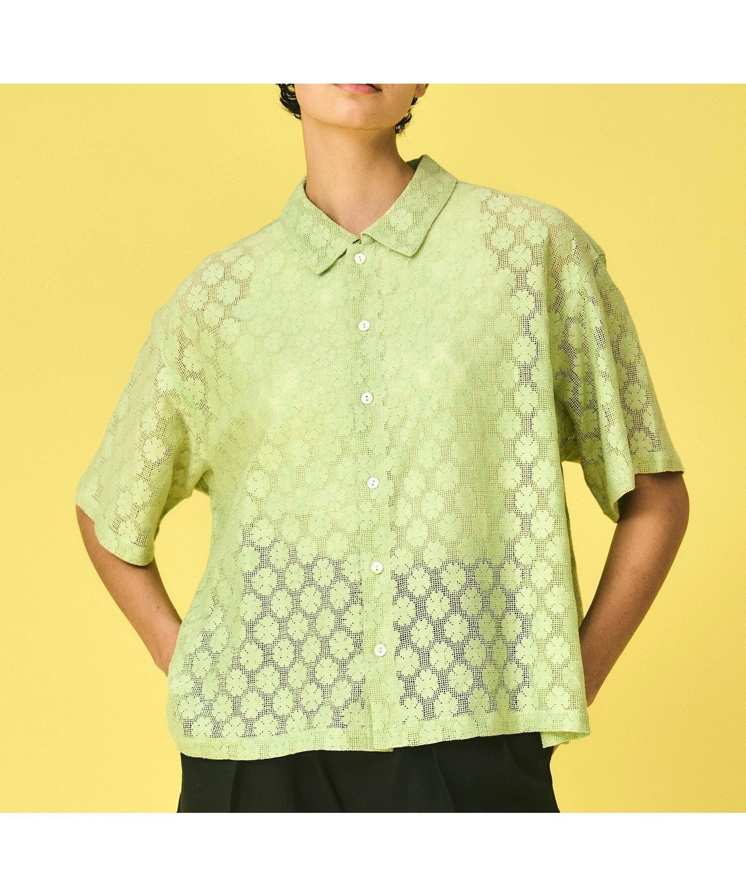【ビショップ/Bshop】のレース 襟付き半袖シャツ WOMEN 人気、トレンドファッション・服の通販 founy(ファニー) 　ファッション　Fashion　レディースファッション　WOMEN　トップス・カットソー　Tops/Tshirt　シャツ/ブラウス　Shirts/Blouses　スリット　Slit　メッシュ　Mesh　レース　Race　半袖　Short Sleeve　 other-1|ID: prp329100004534402 ipo3291000000032046193