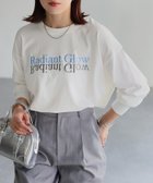 【リベリー/Riberry】の反転ロゴ刺繍ロンT/綿100%Tシャツ ホワイト×ライトブルー|ID: prp329100004534447 ipo3291000000032371646