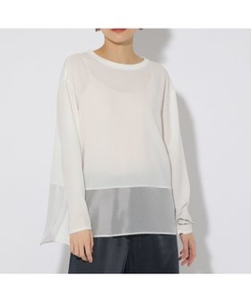 【エルーラ/Elura】の異素材ジョーゼットプルオーバー/323304 人気、トレンドファッション・服の通販 founy(ファニー) ファッション Fashion レディースファッション WOMEN トップス・カットソー Tops/Tshirt プルオーバー Pullover おすすめ Recommend サテン Satin シアー Sheer シンプル Simple ジョーゼット Georgette トレンド Trend ドッキング Docking |ID:prp329100004534501