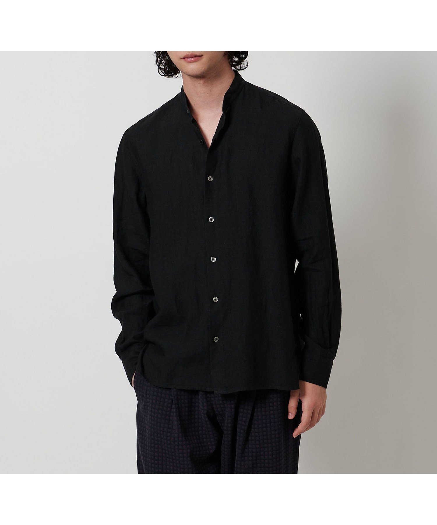 【ユナイテッドアローズ/UNITED ARROWS / MEN】のLIBECO バンドカラーシャツ インテリア・キッズ・メンズ・レディースファッション・服の通販 founy(ファニー) 　ファッション　Fashion　メンズファッション　MEN　インナー　Inner　スポーティ　Sporty　スリット　Slit　リネン　Linen　リラックス　Relax　夏　Summer　BLACK|ID: prp329100004534570 ipo3291000000032046877