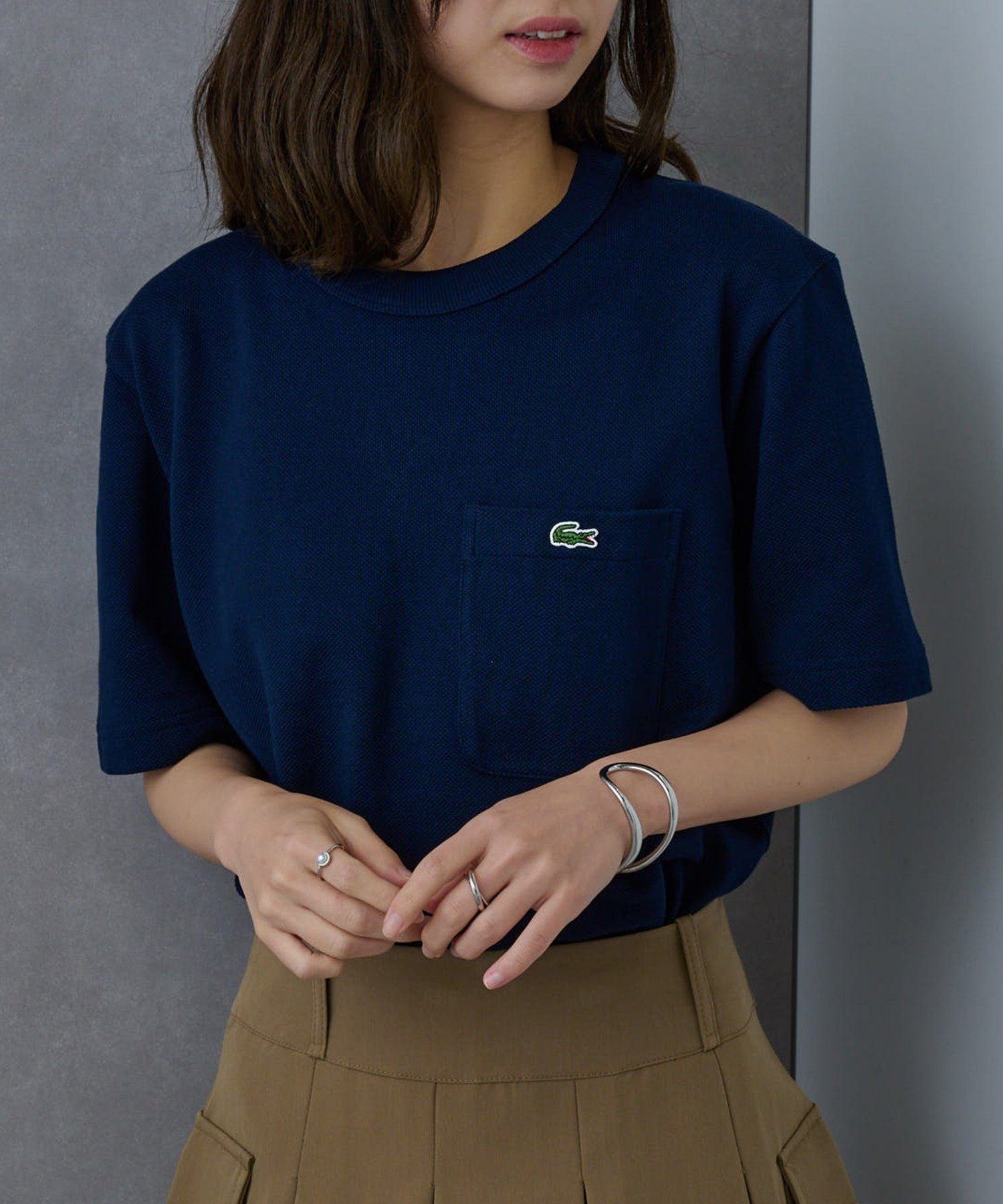 【その他のブランド/Other】のLACOSTE/鹿の子ポケット半袖Tシャツ TH4921-99 ラコステ インテリア・キッズ・メンズ・レディースファッション・服の通販 founy(ファニー) 　ファッション　Fashion　レディースファッション　Fashion for Women　トップス・カットソー　Cut & Sew Tops　シャツ・ブラウス・オフィスカジュアル　Elegant Blouses & Button-Ups　ロングTシャツ・Tシャツ　Longline T-Shirts & Tees　おすすめ　Recommended / Our Picks　パッチ　Patch, Appliqué　ビジネス 仕事 通勤　Business / Work / Commuting　ベーシック　Basic, Essential　ポケット　Pocket, Pocket Detail　半袖　Short Sleeve, Half Sleeve　鹿の子　Piqué, Kanoko Fabric　NVY|ID: prp329100004534571 ipo3291000000032983923