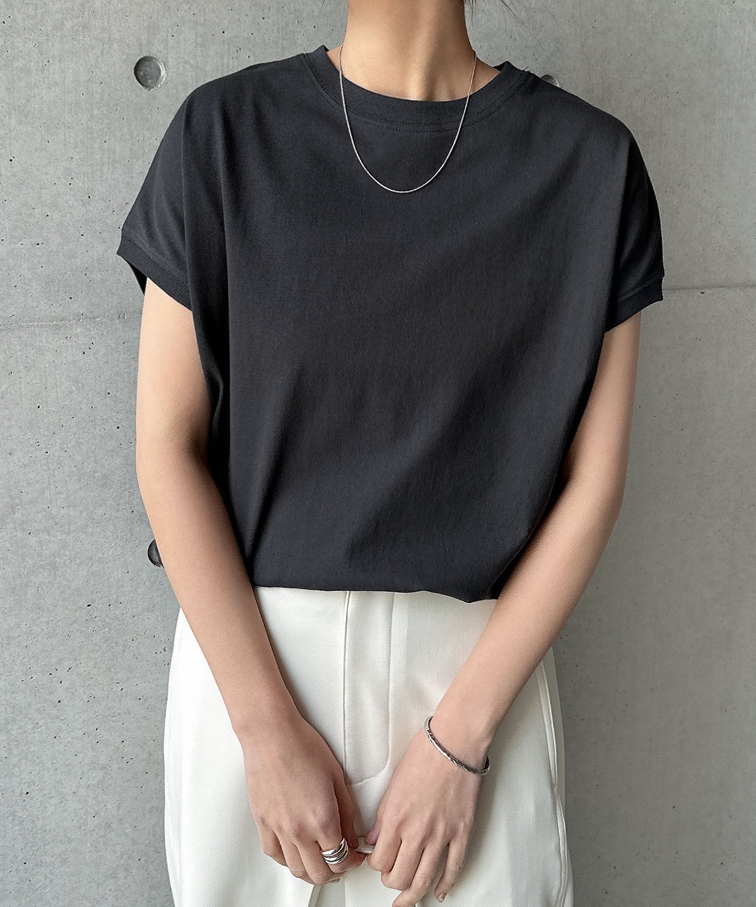 【その他のブランド/Other】のUSAコットン 汗染み防止 フレンチスリーブ Tシャツ インテリア・キッズ・メンズ・レディースファッション・服の通販 founy(ファニー) 　ファッション　Fashion　レディースファッション　WOMEN　トップス・カットソー　Tops/Tshirt　シャツ/ブラウス　Shirts/Blouses　ロング / Tシャツ　T-Shirts　おすすめ　Recommend　サロペット　Overalls　シンプル　Simple　スリット　Slit　スリーブ　Sleeve　フレンチ　French　ロング　Long　ブラック|ID: prp329100004534589 ipo3291000000032373698