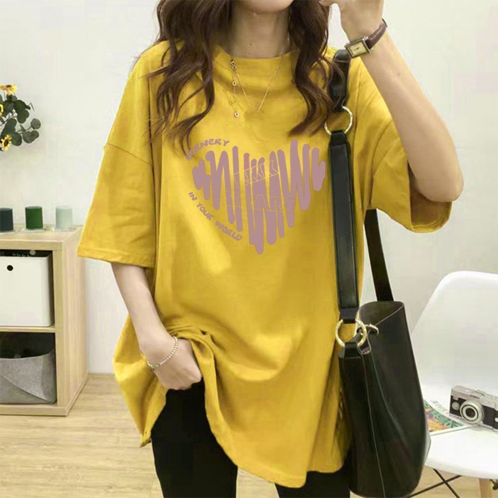 【ミニミニストア/miniministore】の半袖Tシャツレディース 夏 ロゴ 韓国風 インテリア・キッズ・メンズ・レディースファッション・服の通販 founy(ファニー) 　ファッション　Fashion　レディースファッション　WOMEN　トップス・カットソー　Tops/Tshirt　シャツ/ブラウス　Shirts/Blouses　ロング / Tシャツ　T-Shirts　イエロー　Yellow　カットソー　Cut And Sew　チェリー　Cherry　デニム　Denim　ビッグ　Big　プリント　Print　半袖　Short Sleeve　リラックス　Relax　ロング　Long　ワイド　Wide　夏　Summer　イエロー|ID: prp329100004534638 ipo3291000000032047190