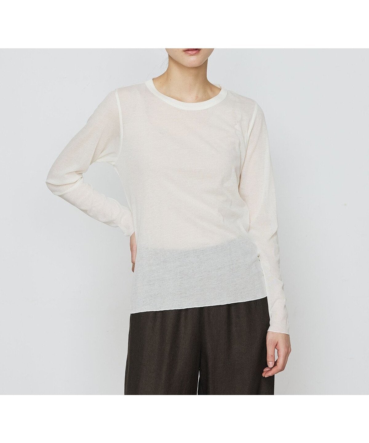 【コムサ/COMME CA】のコットンシアーフライス カットソー インテリア・キッズ・メンズ・レディースファッション・服の通販 founy(ファニー) 　ファッション　Fashion　レディースファッション　WOMEN　トップス・カットソー　Tops/Tshirt　カットソー　Cut and Sewn　インナー　Inner　カットソー　Cut And Sew　シアー　Sheer　トレンド　Trend　02:オフホワイト|ID: prp329100004534677 ipo3291000000032047376
