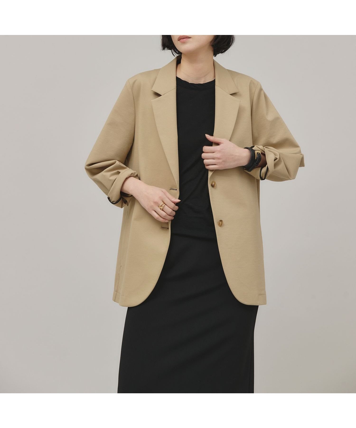 【カレンソロジー/Curensology】のポンチテーラードジャケット インテリア・キッズ・メンズ・レディースファッション・服の通販 founy(ファニー) 　ファッション　Fashion　レディースファッション　WOMEN　アウター　Coat Outerwear　ジャケット　Jackets　テーラードジャケット　Tailored Jackets　エレガント 上品　Elegant　ジャケット　Jacket　ジャージ　Jersey　トレンド　Trend　ベーシック　Basic　ベージュ55|ID: prp329100004534694 ipo3291000000032047450