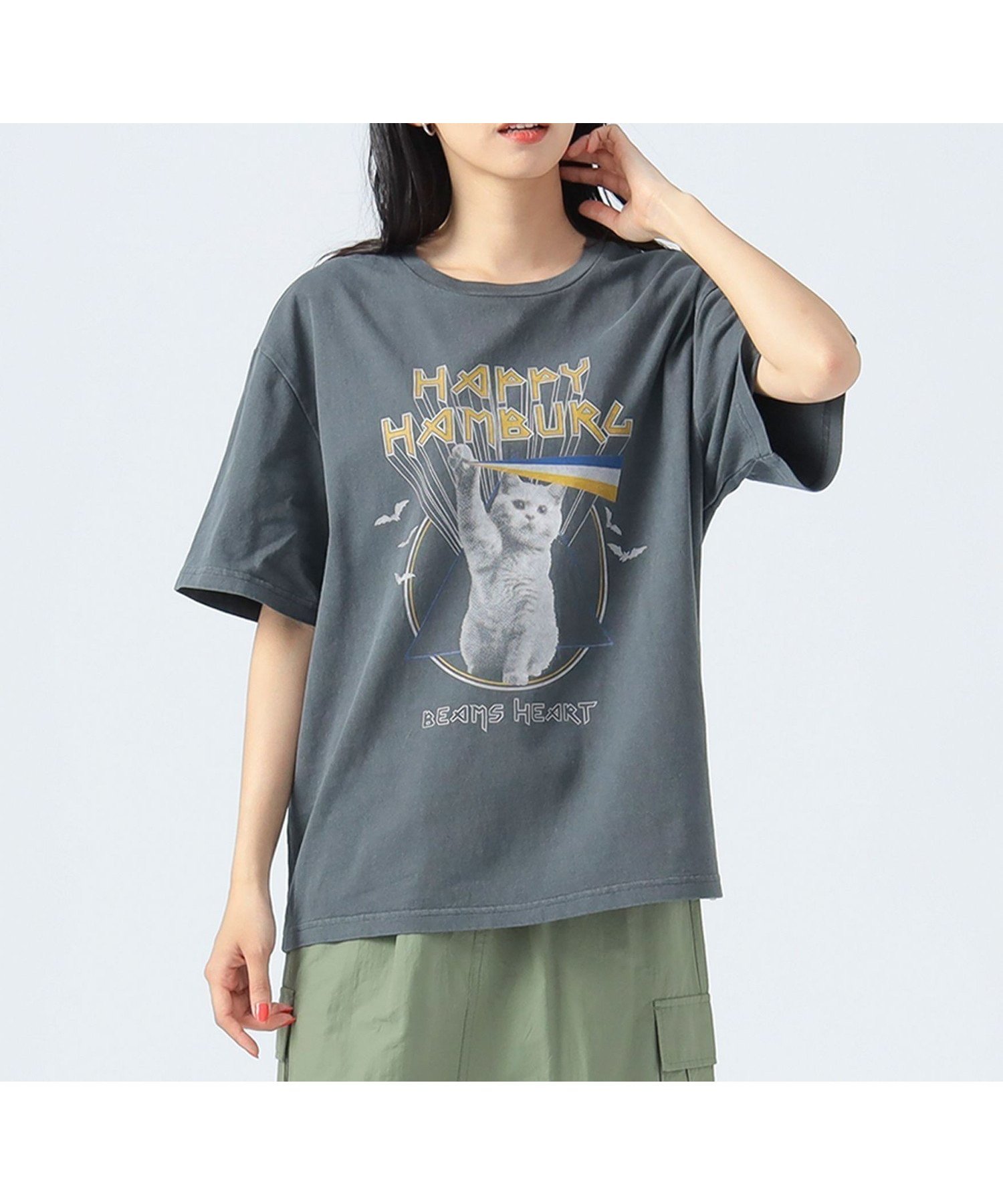 【ビームス ハート/BEAMS HEART】の【EXCLUSIVE】ハッピーハンバーグ キャットビーム Tシャツ 人気、トレンドファッション・服の通販 founy(ファニー) 　ファッション　Fashion　レディースファッション　WOMEN　トップス・カットソー　Tops/Tshirt　シャツ/ブラウス　Shirts/Blouses　ロング / Tシャツ　T-Shirts　プリント　Print　猫　Cat　 other-1|ID: prp329100004534703 ipo3291000000032047486