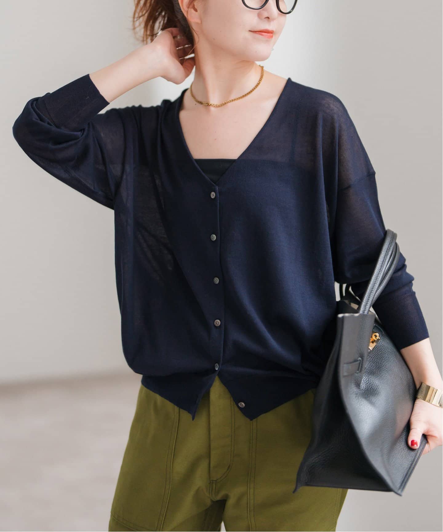 【スピック&スパン/Spick & Span】のウォッシャブルシアーカーディガン インテリア・キッズ・メンズ・レディースファッション・服の通販 founy(ファニー) 　ファッション　Fashion　レディースファッション　WOMEN　トップス・カットソー　Tops/Tshirt　カーディガン　Cardigans　バランス　Balance　ワイド　Wide　夏　Summer　羽織　Haori　ネイビー|ID: prp329100004534710 ipo3291000000032047521