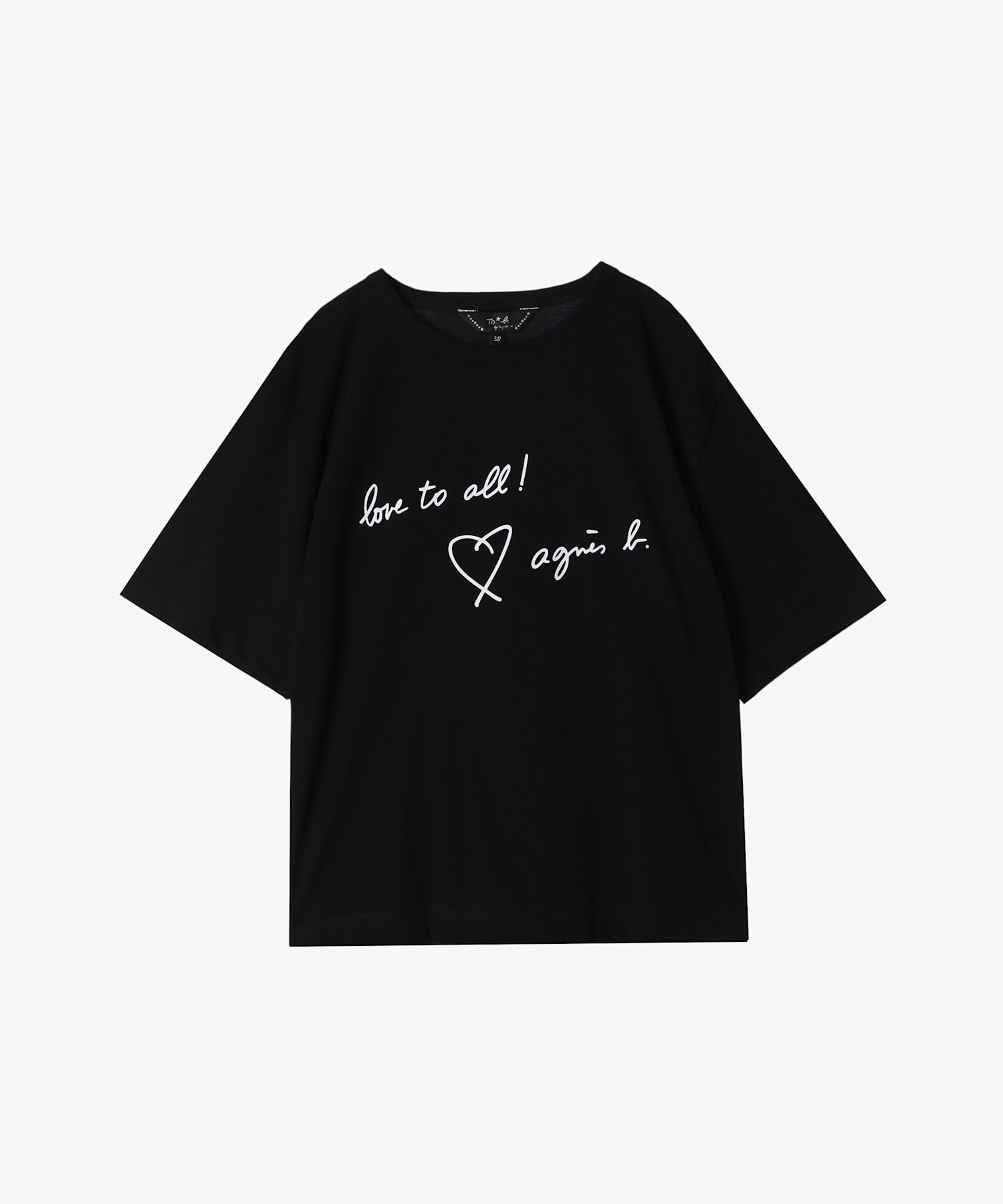 【アニエスベー ファム/agnes b. FEMME】のラブトゥーオールTシャツ インテリア・キッズ・メンズ・レディースファッション・服の通販 founy(ファニー) 　ファッション　Fashion　レディースファッション　Ladies' Fashion Online　トップス・カットソー　Tops/Tshirt　シャツ/ブラウス　Shirts/Blouses　ロング / Tシャツ　T-Shirts　プリント　Print　プレーン　Plane　ワンポイント　One Point　半袖　Short Sleeve　ブラック|ID: prp329100004534726 ipo3291000000032528521