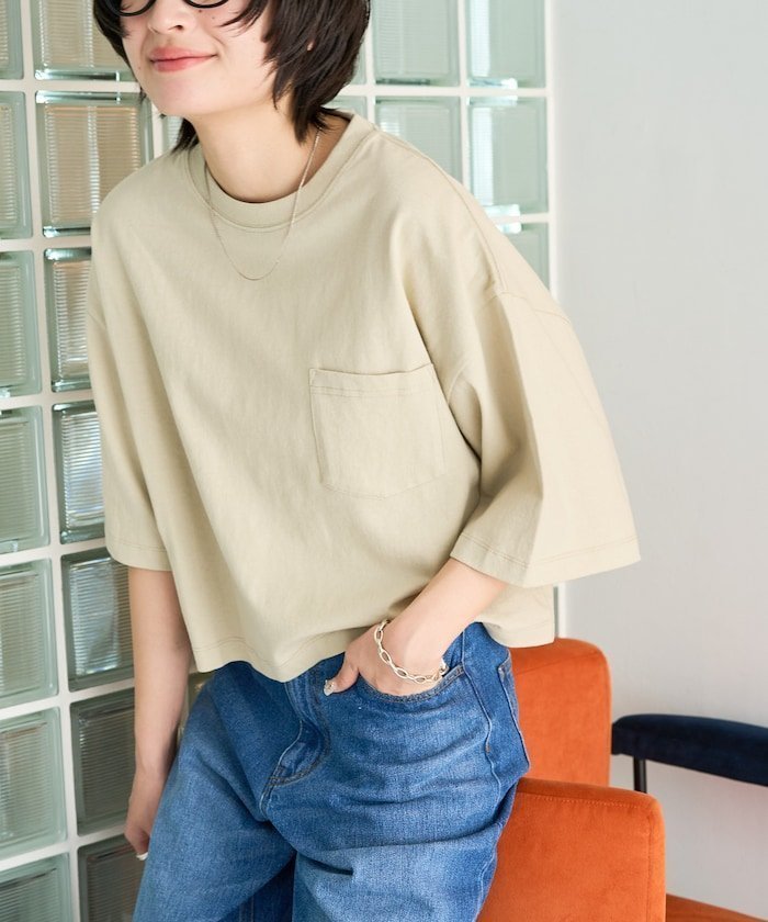 【フリークスストア/FREAK'S STORE】のクロップド丈 ポケット 半袖 Tシャツ【限定展開】 25SS インテリア・キッズ・メンズ・レディースファッション・服の通販 founy(ファニー) 　ファッション　Fashion　レディースファッション　Fashion for Women　トップス・カットソー　Cut & Sew Tops　シャツ・ブラウス・オフィスカジュアル　Elegant Blouses & Button-Ups　ロングTシャツ・Tシャツ　Longline T-Shirts & Tees　2025年　2025　2025春夏・S/S　Spring/Summer 2025 SS25　クロップド　Cropped, Short Length　ショート　Short, Short Length　トレンド　Trend, Trending Now　ビッグ　Big, Oversized　ポケット　Pocket, Pocket Detail　半袖　Short Sleeve, Half Sleeve　夏　Summer　S/S・春夏　SS, Spring/Summer, Warm Season　ナチュラル|ID: prp329100004534729 ipo3291000000033106384