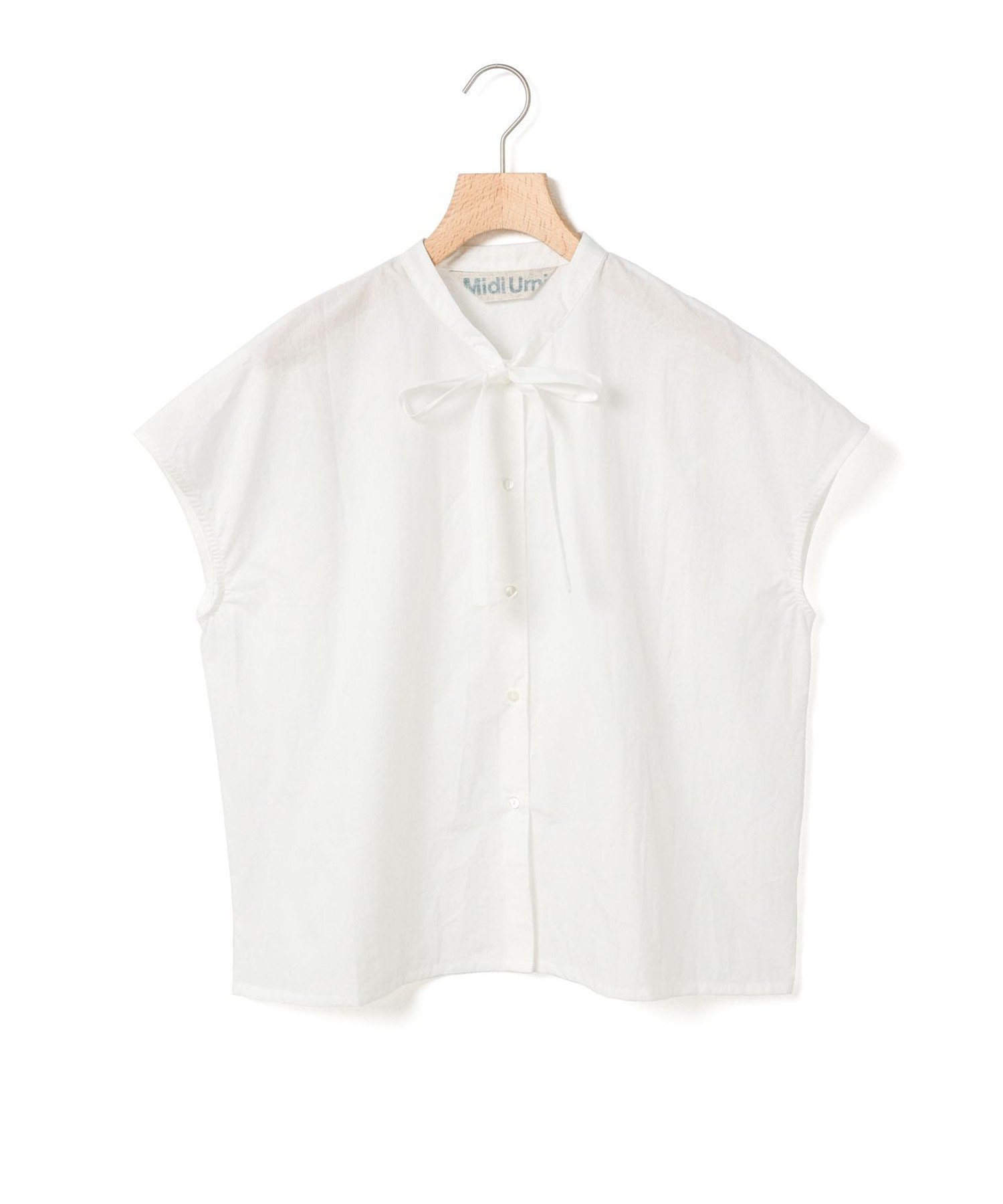 【マーコート/MARcourt】のMidiUmi タイショートシャツ インテリア・キッズ・メンズ・レディースファッション・服の通販 founy(ファニー) 　ファッション　Fashion　レディースファッション　WOMEN　トップス・カットソー　Tops/Tshirt　シャツ/ブラウス　Shirts/Blouses　エレガント 上品　Elegant　シンプル　Simple　スリーブ　Sleeve　タイプライター　Typewriter　フレンチ　French　ポケット　Pocket　リボン　Ribbon　夏　Summer　無地　Plain Color　オフホワイト|ID: prp329100004534755 ipo3291000000032047708