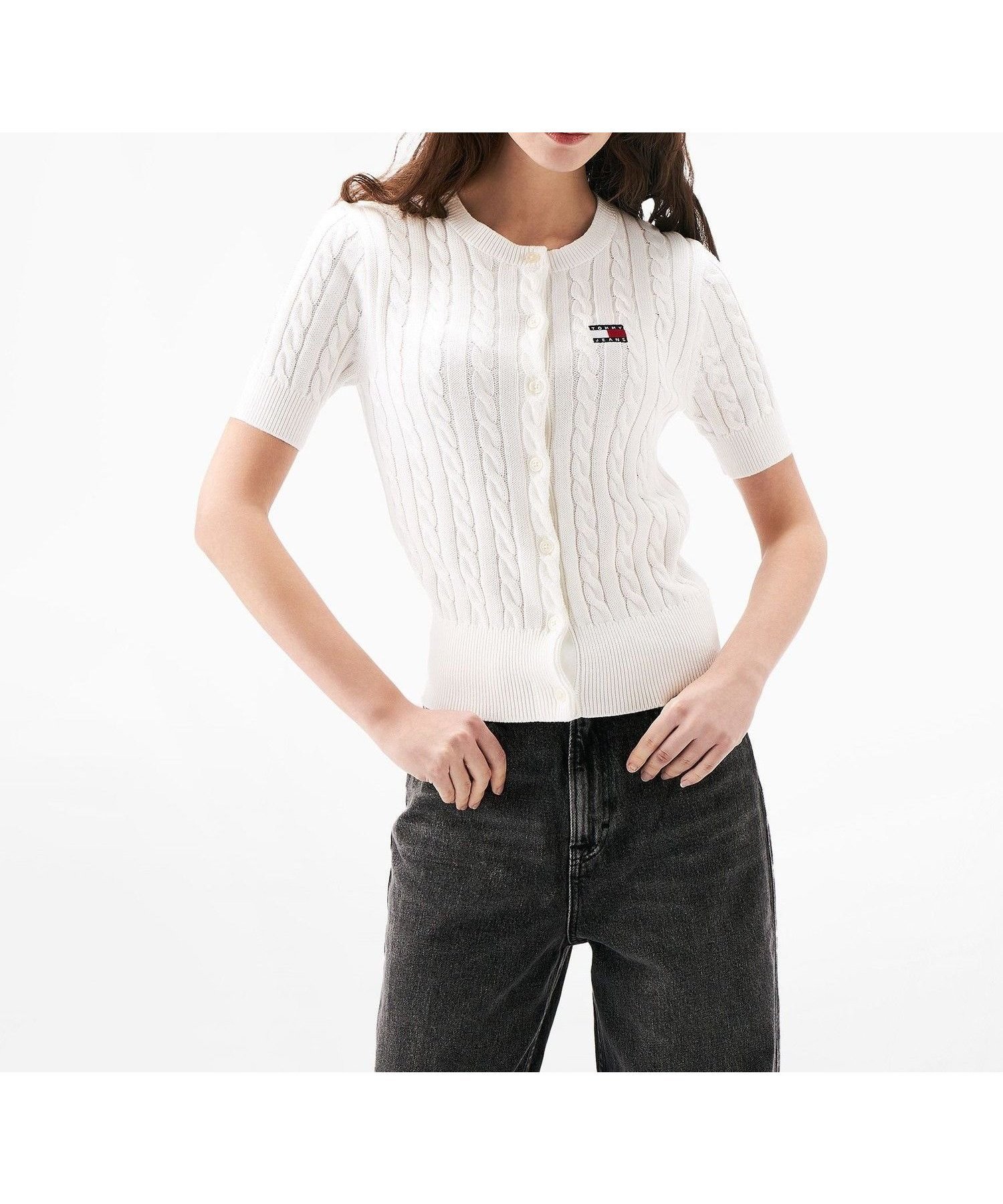 【トミーヒルフィガー/TOMMY HILFIGER】のサマーケーブルカーディガン インテリア・キッズ・メンズ・レディースファッション・服の通販 founy(ファニー) 　ファッション　Fashion　レディースファッション　WOMEN　トップス・カットソー　Tops/Tshirt　カーディガン　Cardigans　アメリカン　American　カーディガン　Cardigan　クラシック　Classic　ゴルフ　Golf　サマー　Summer　ショート　Short　スリーブ　Sleeve　デニム　Denim　フロント　Front　モダン　Modern　人気　Popularity　ホワイトYBL|ID: prp329100004534769 ipo3291000000032047764