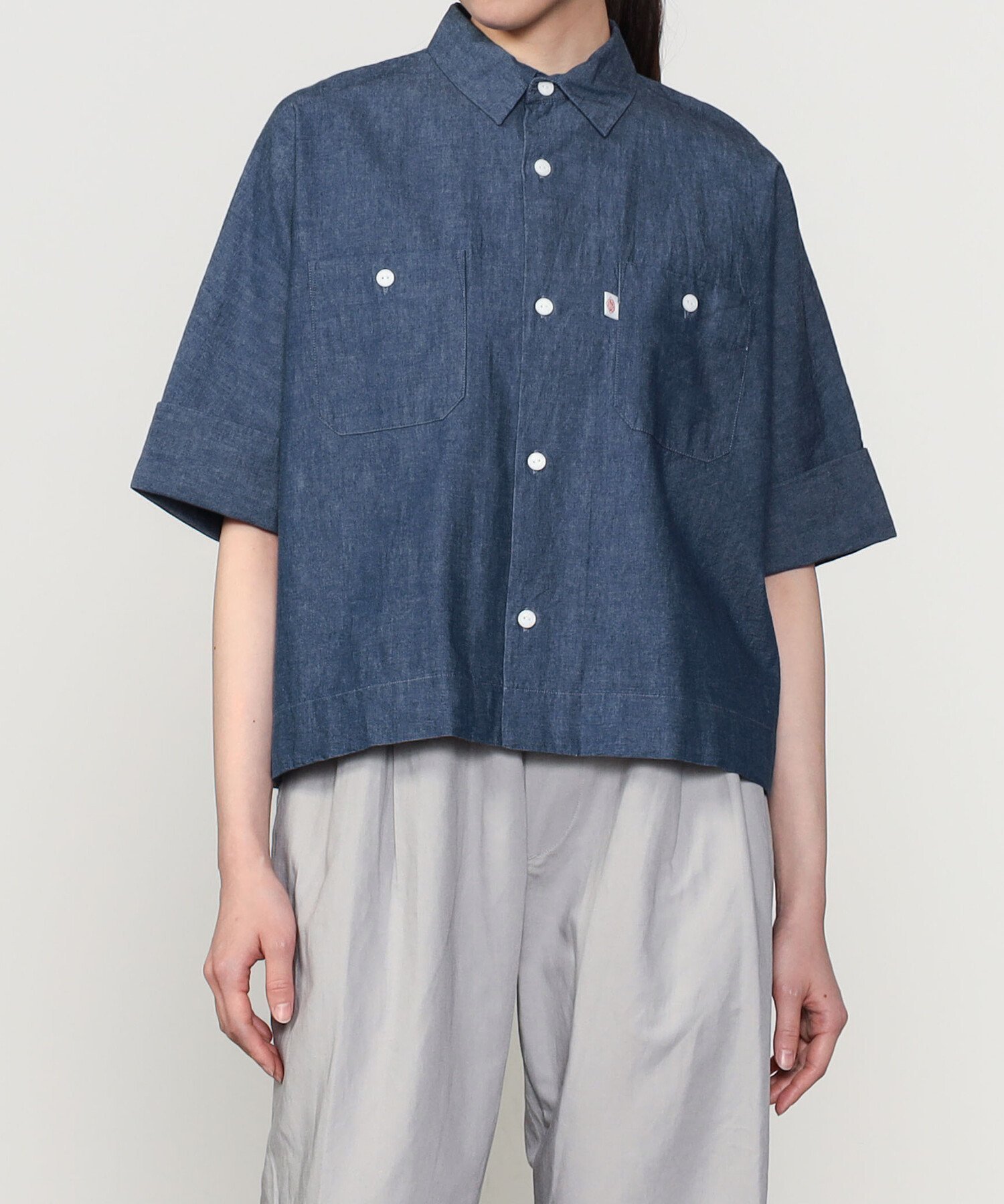 【ビショップ/Bshop】のコットン ドルマンワークシャツ WOMEN インテリア・キッズ・メンズ・レディースファッション・服の通販 founy(ファニー) 　ファッション　Fashion　レディースファッション　WOMEN　トップス・カットソー　Tops/Tshirt　シャツ/ブラウス　Shirts/Blouses　ポケット　Pocket　ラバー　Rubber　ワーク　Work　半袖　Short Sleeve　猫　Cat　DENIM|ID: prp329100004534772 ipo3291000000032047776
